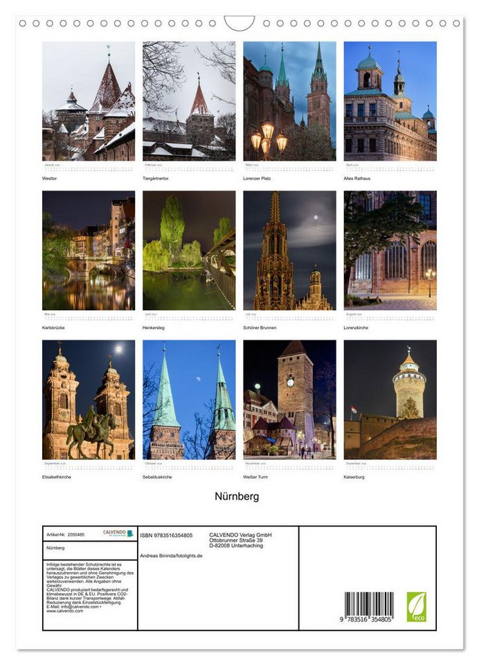 Thumbnail - CALVENDO Wandkalender Nürnberg (Wandkalender 2026 DIN A3 hoch), CALVENDO Monatskalender