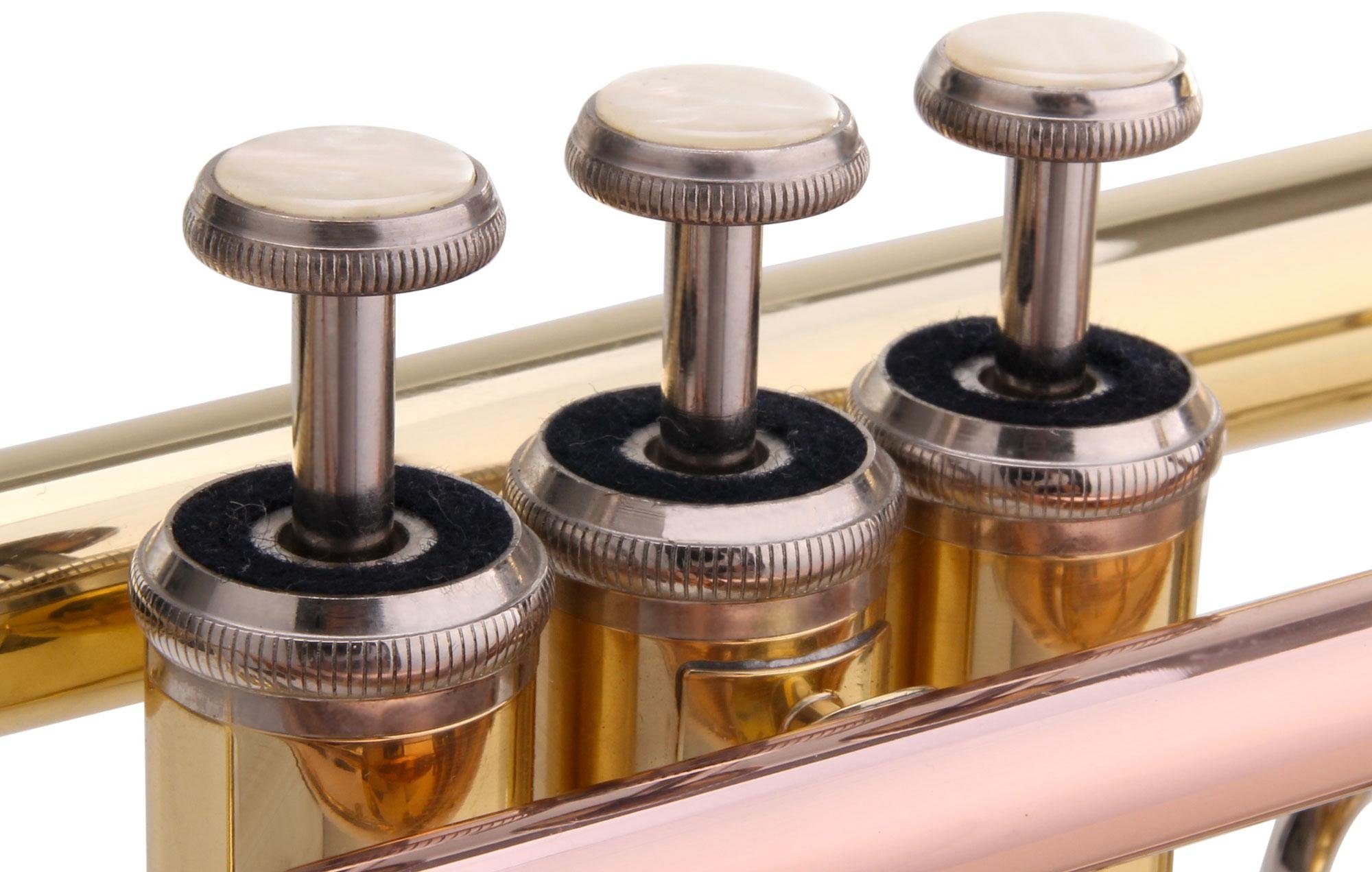 Classic Cantabile Trompete TR-39 Trompete Bb, Anfänger-Set, inkl. Koffer, Mundstück, Tuner & Notenständer, Mundrohr: Goldmessing, Bohrung: 11,8 mm
