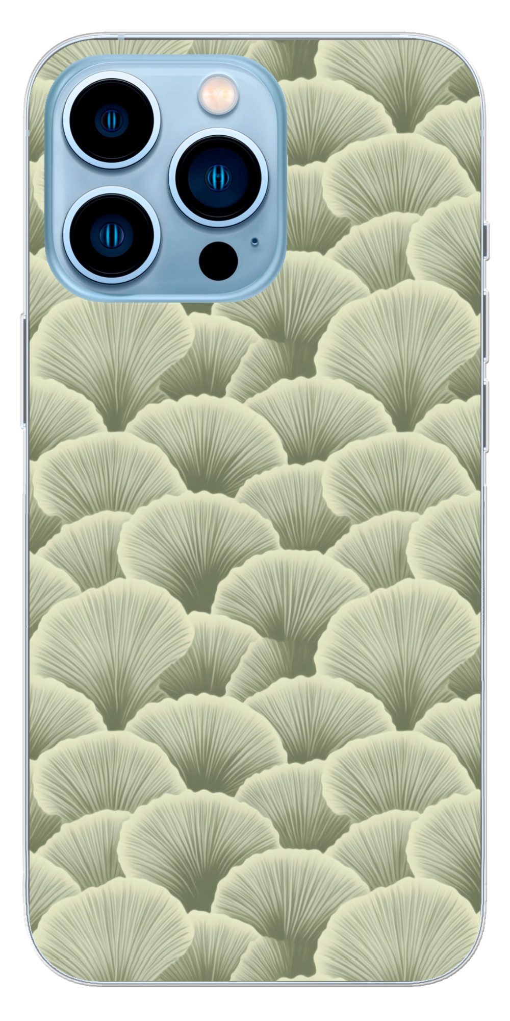 MuchoWow Handyhülle für Apple iPhone 13 Pro Fächer - Blatt - Grün, Smartphone-Bumper, Print, Handy Schutzhülle Dünn
