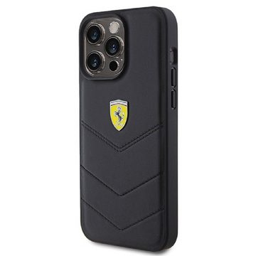 Ferrari Handyhülle Case iPhone 15 Pro Max Echtleder schwarz 6,7 Zoll, Kantenschutz