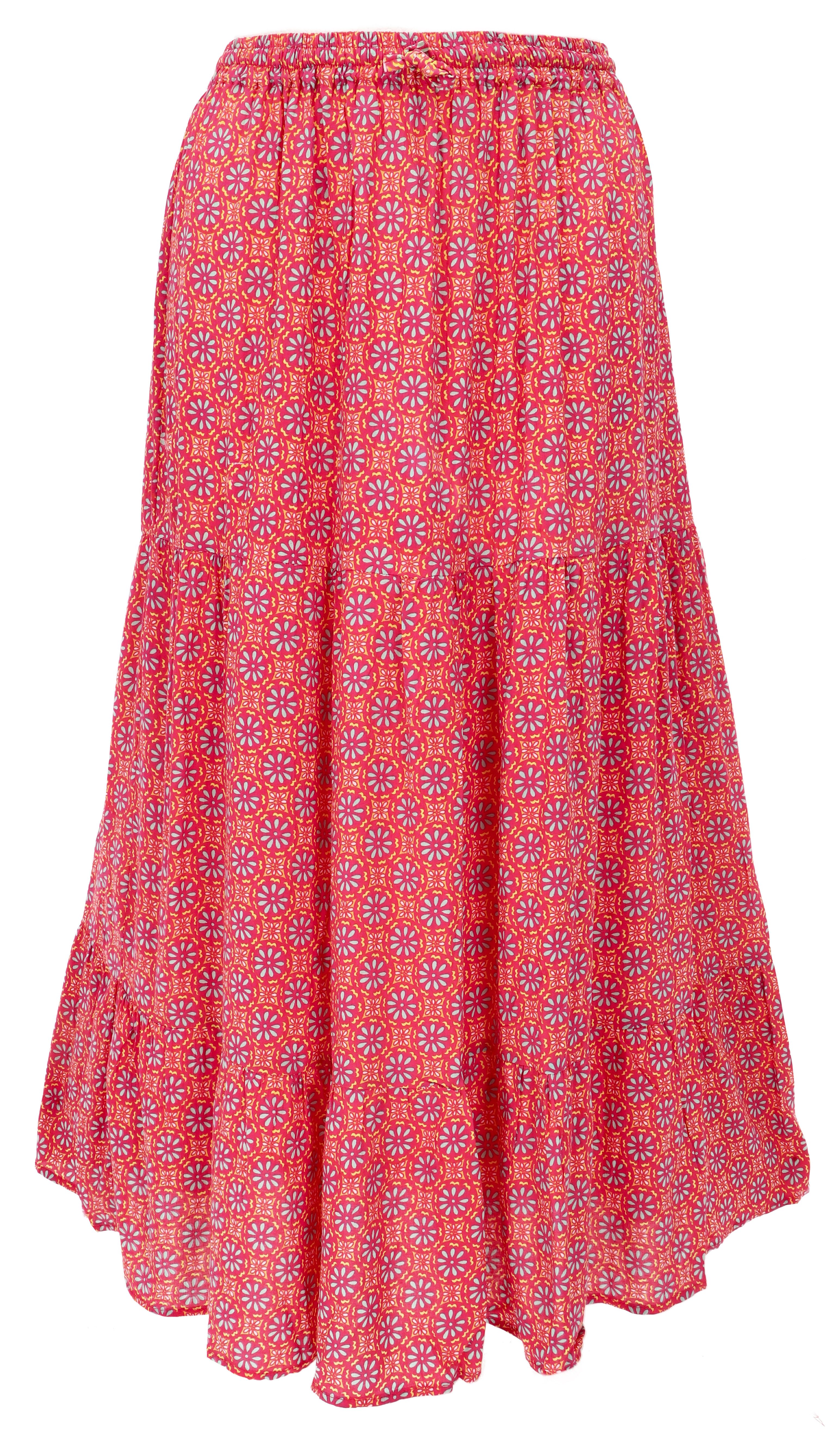 Guru-Shop Minirock Maxirock Batik, langer Sommerrock, farbenfroher.. alternative Bekleidung