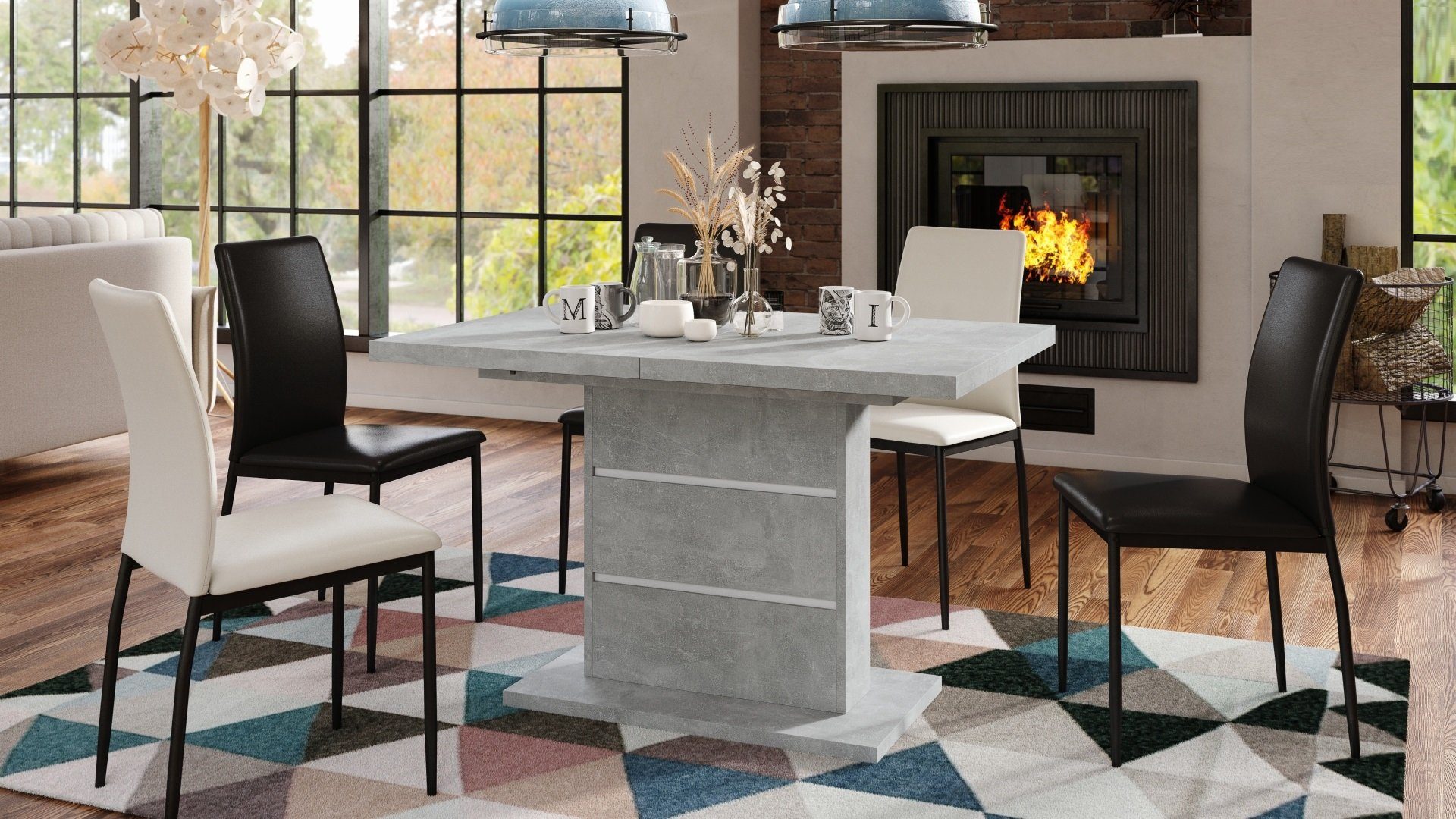 Mazzoni Esstisch Design Piano Tisch Beton günstig online kaufen
