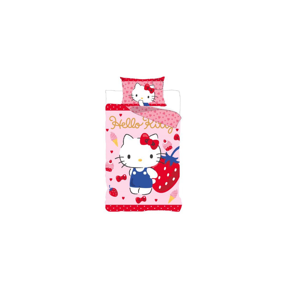 Hello Kitty Kinderbettwäsche Hello Kitty Strawberry Kinderbettwäsche 100x135