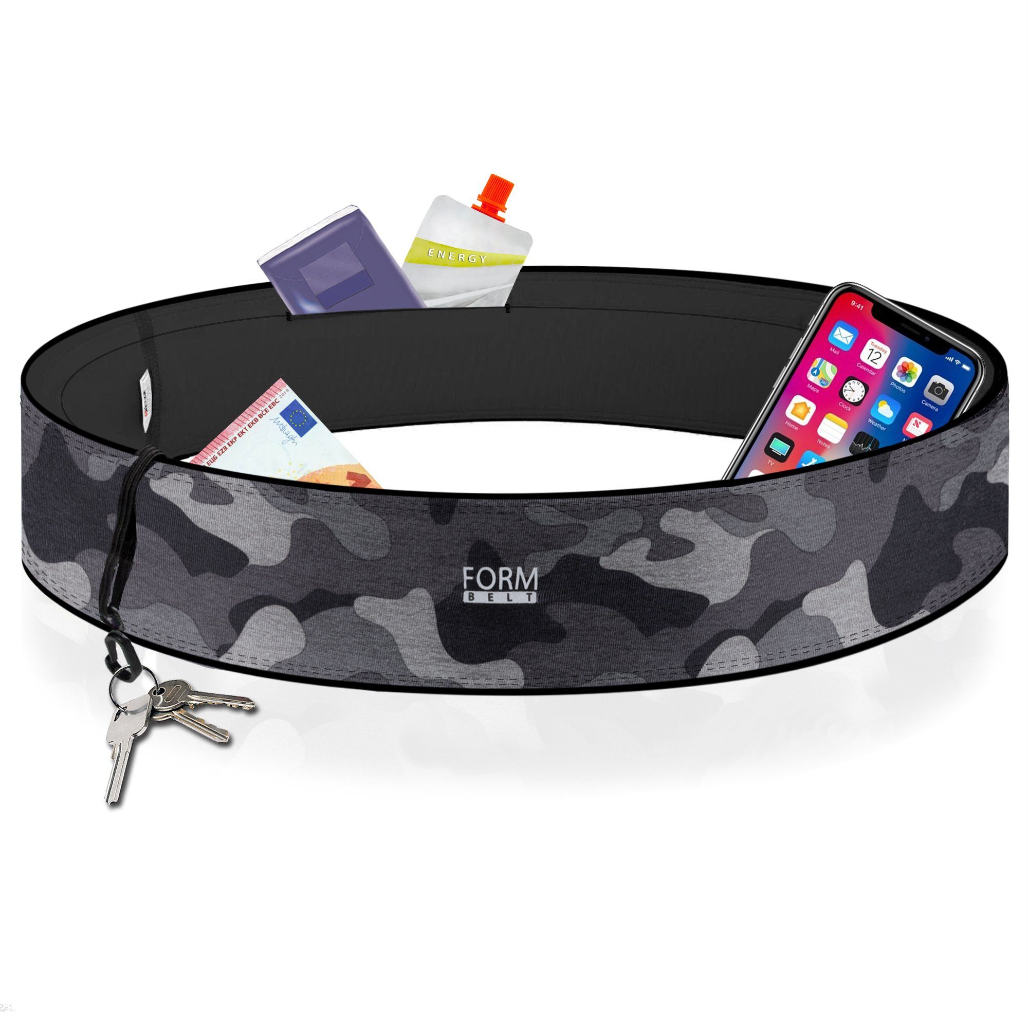 Formbelt Laufgürtel für Handy, Lauftasche, Jogging Gürtel, Handytasche zum Joggen Tasche laufen Hüfttasche für Smartphones z.B. Iphone 12, Galaxy 21 Xiaomi Laufgürtel Herren, Laufgürtel Damen, marathon, jogging, sportlaufgürtel, bauchtasche sport, lauftasche