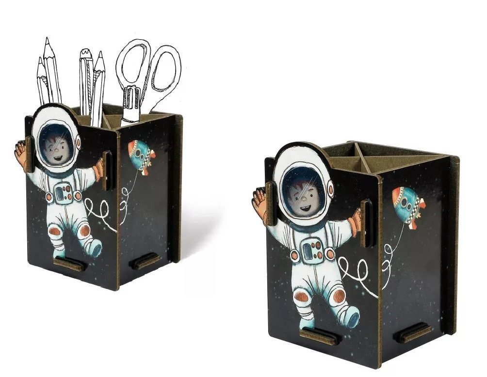 WERKHAUS® Aufbewahrungsbox Werkhaus Stiftebox "Astronaut" Stiftehalter Stifteköcher WE_2081