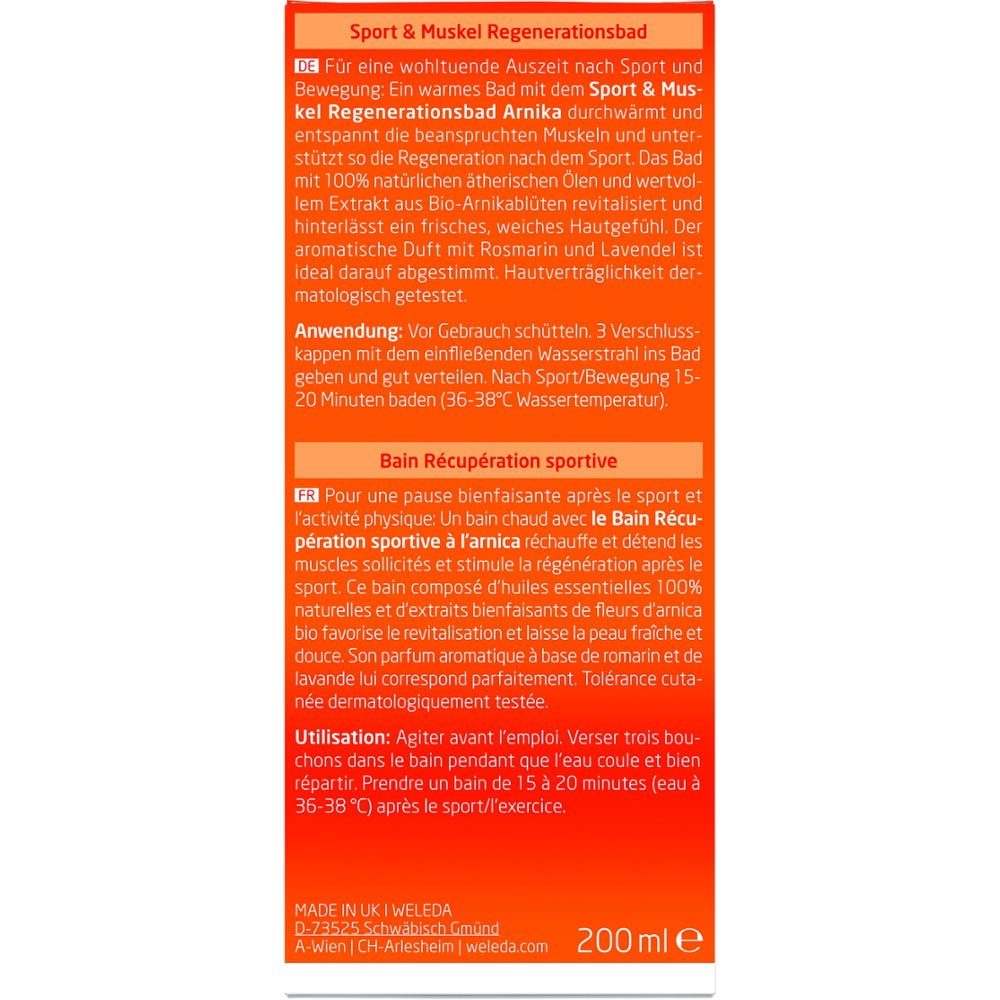 WELEDA Duftöl Sport Muskel Regenerationsbad Arnika, 200 ml