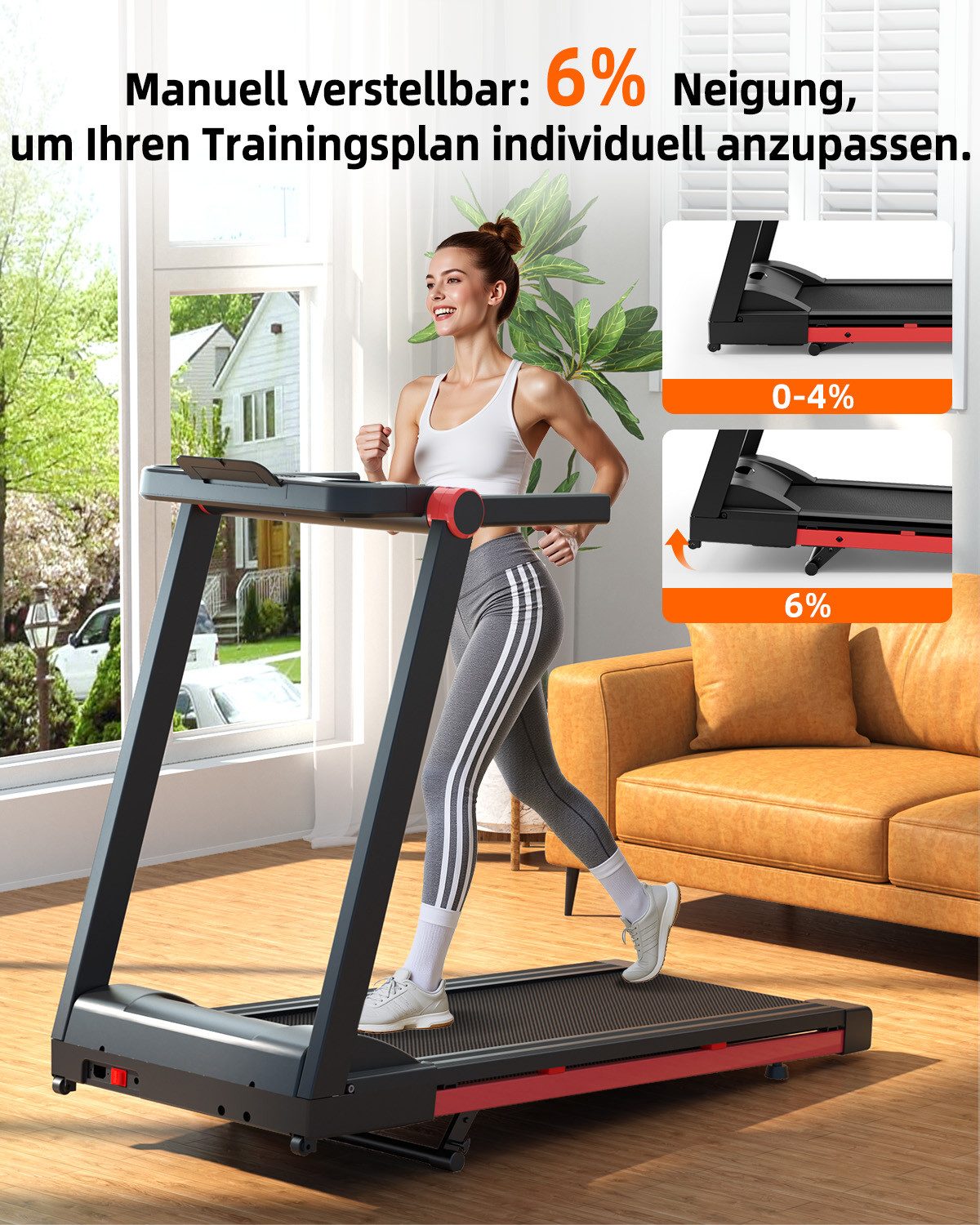 SUPERUN Laufband für Zuhause mit 158 KG Tragfähigkeit und APP-Steuerung (1-tlg), Raceable Laufband Geeignet für High-Tech-Geräte