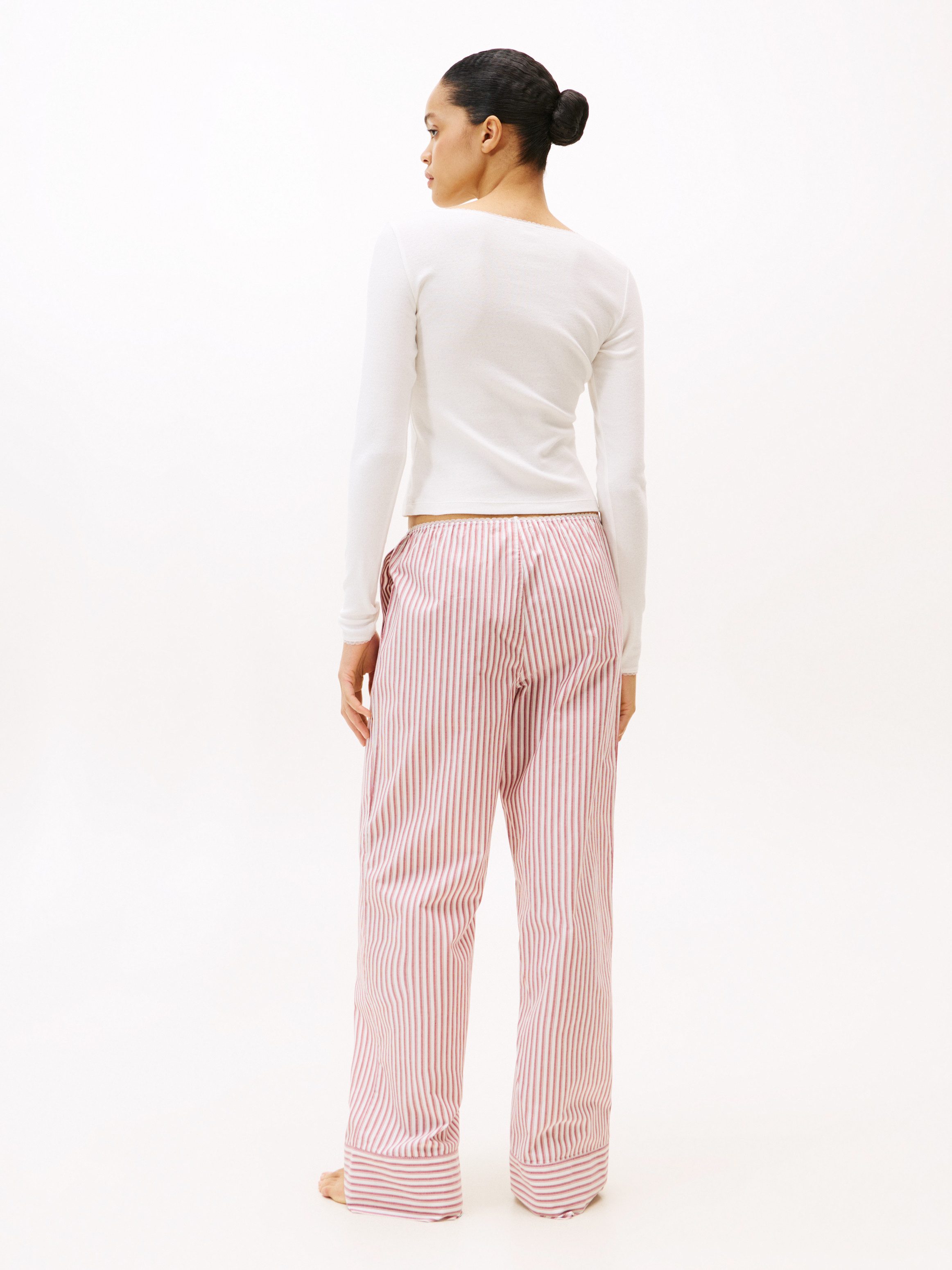Tommy Hilfiger Underwear Pyjama POINTELLE POPLIN (Set, 2 tlg) relaxed fit, Oberteil mit quadratischem Ausschnitt, Hose gestreift