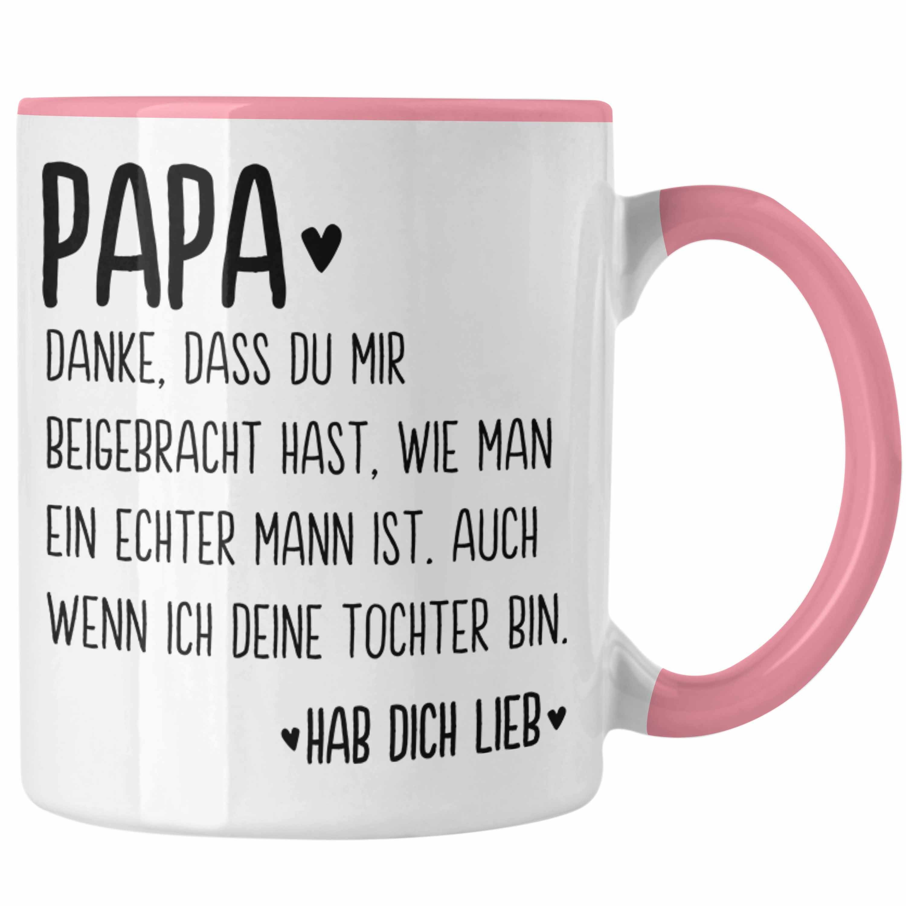 Trendation Tasse Trendation - Papa Tasse Geschenk von Tochter Kaffeetasse Sprüche Vatertag Geschenkidee Spruch Vater Rosa