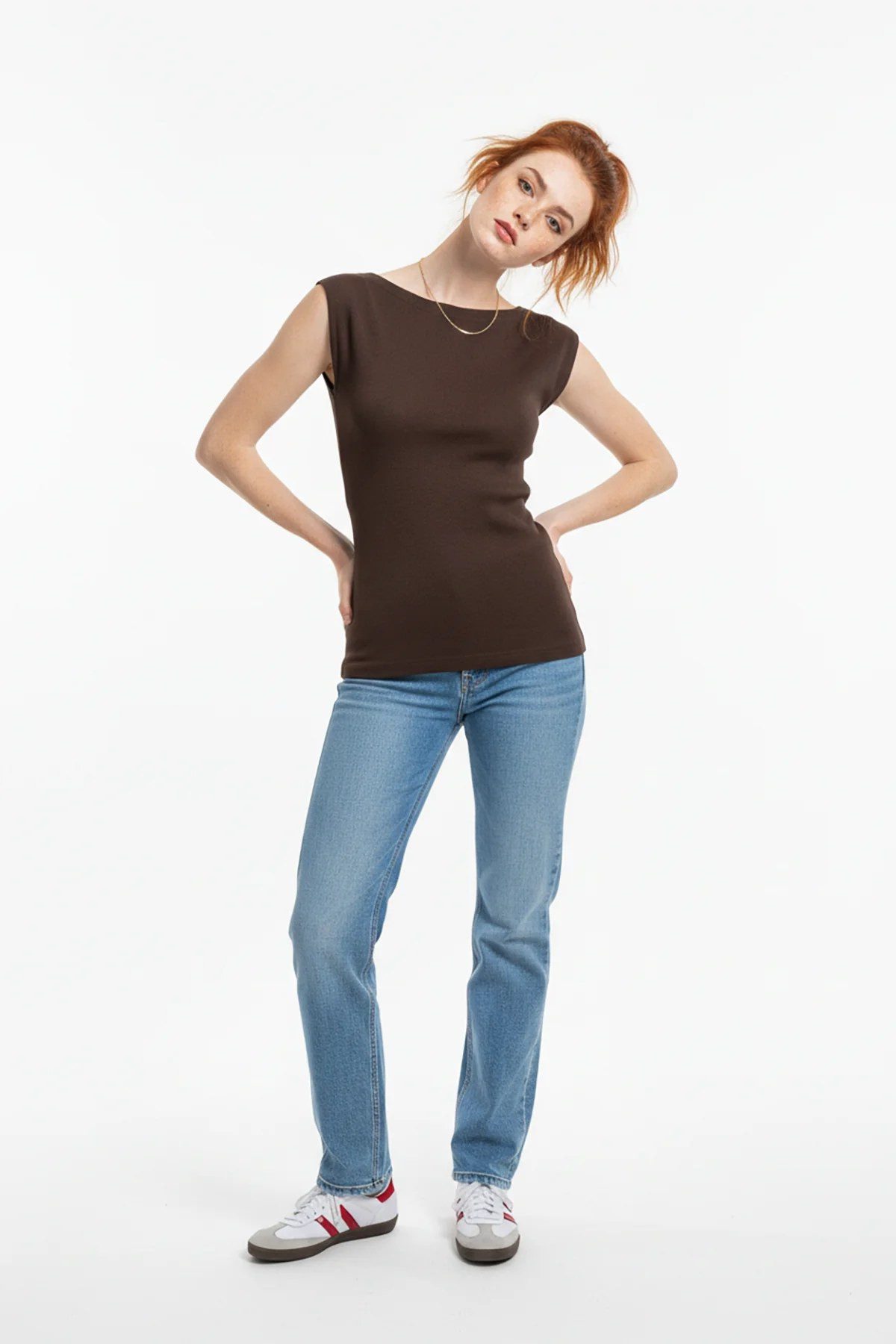 Blusentop Bootsausschnitt Basic Bluse