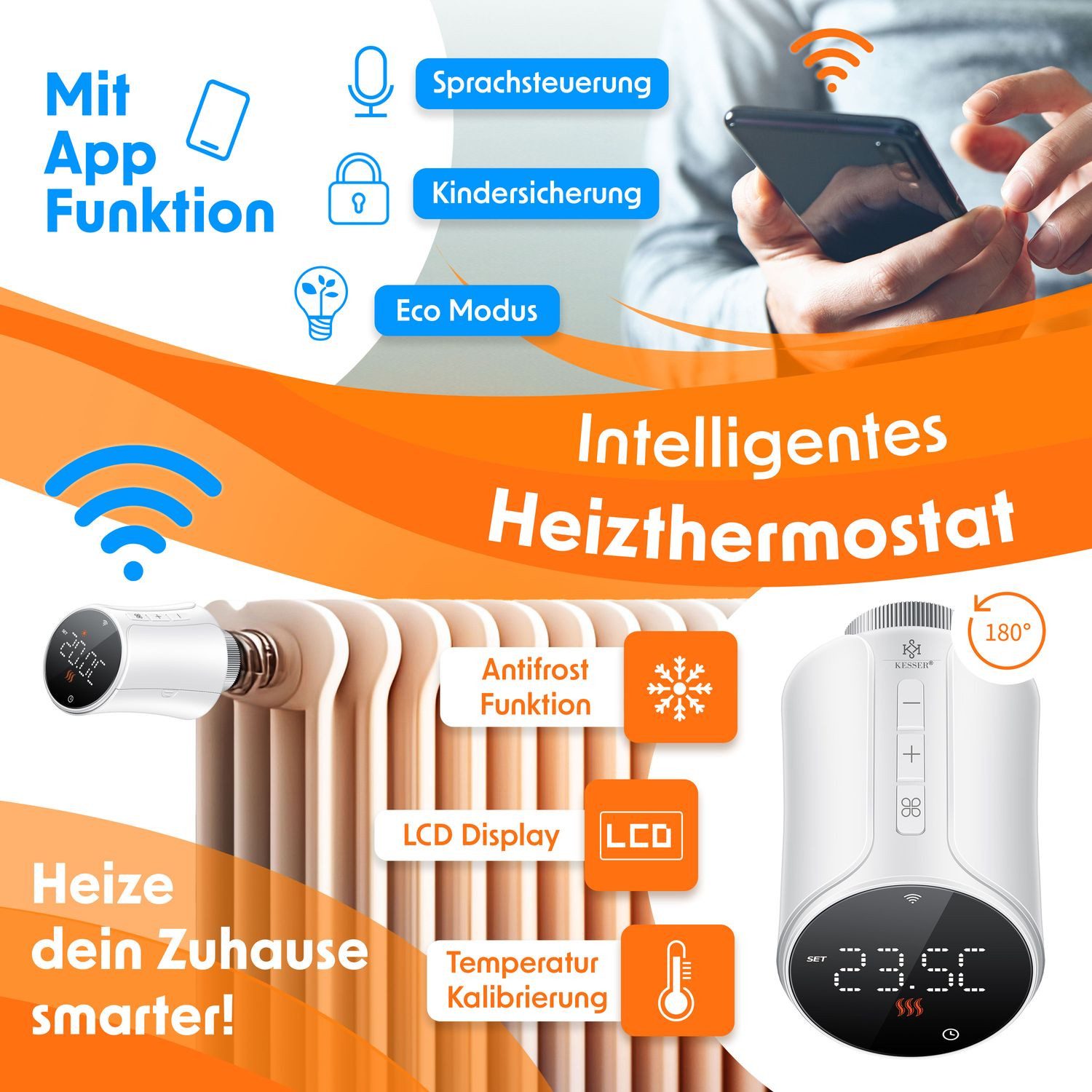 KESSER Heizkörperthermostat, Heizungsregler Smart Home Heizungssteuerung günstig online kaufen