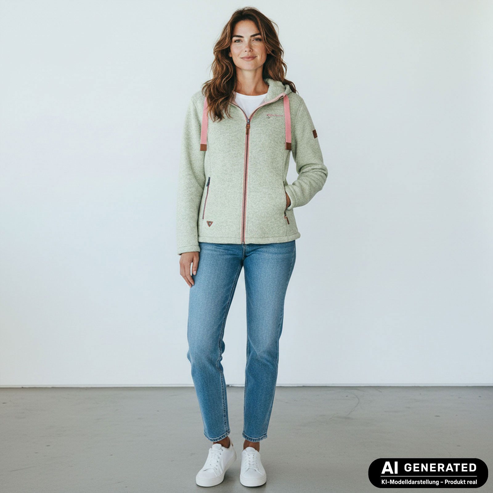 Dry Fashion Fleecejacke Poel Damen Wollfleece-Jacke Kapuze - Damenjacke Fleece windabweisend Verstellbare Kapuze, 2-Wege-Reißverschluss, Taschen mit Reißverschluss