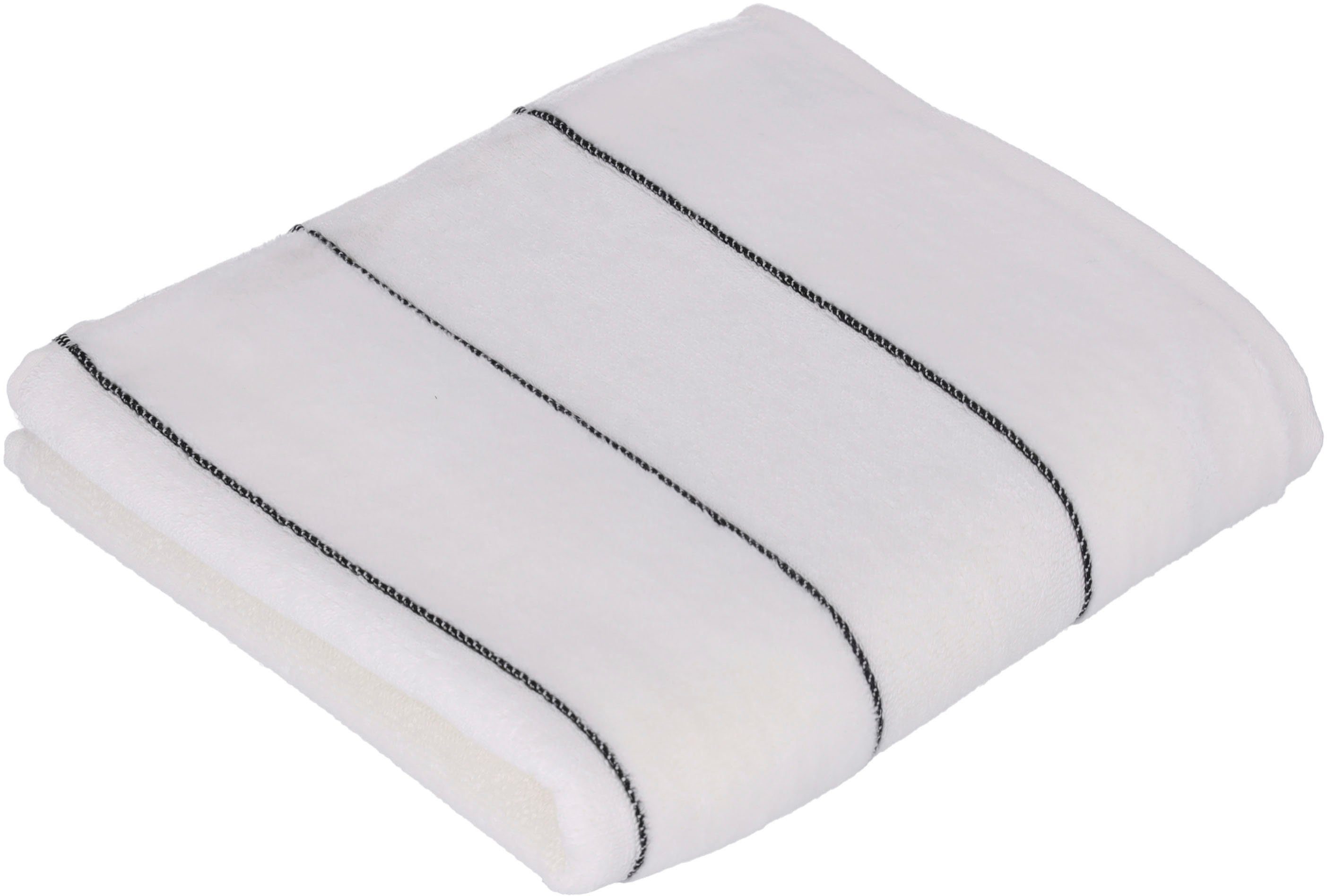 Vossen Handtuch Santiago, Walkfrottier (1-St), mit eleganten Veloursstreifen und Kordelbiesen weiß | Alle Handtücher