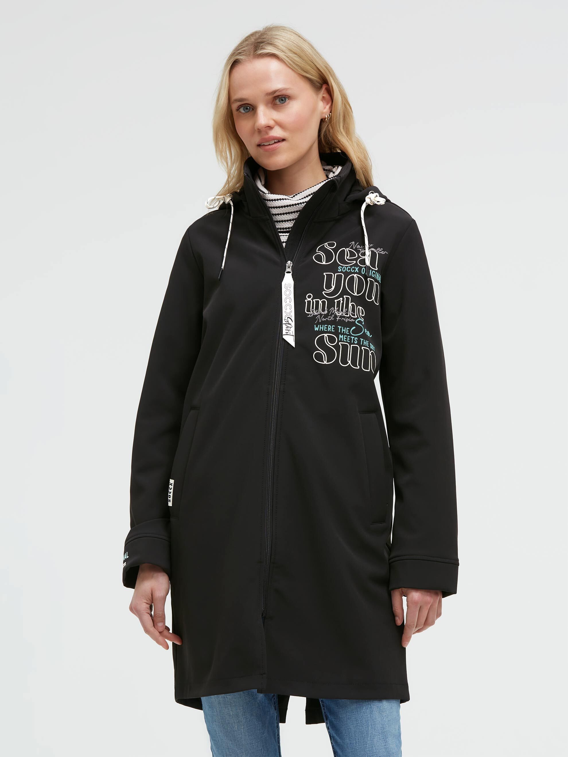 SOCCX Softshelljacke mit Reißverschluss an den Einschubtaschen