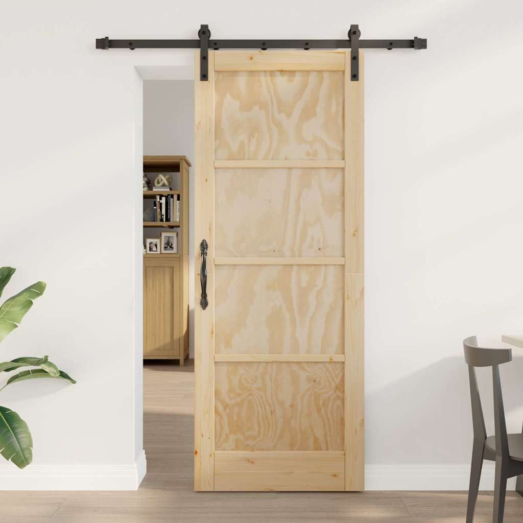vidaXL Zimmertür Schiebetür mit Beschlagset 78x202 cm Massivholz Fichte