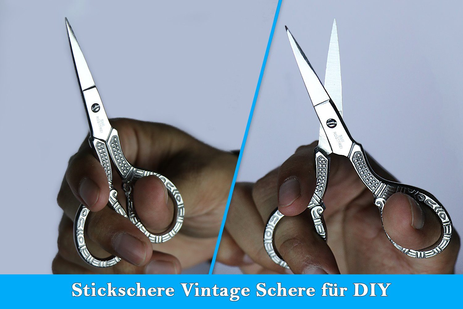 SMI Papierscheren Stickschere Nähschere Vintage Handarbeitsschere Fadenschere mit Etui – Bild 5 von 5