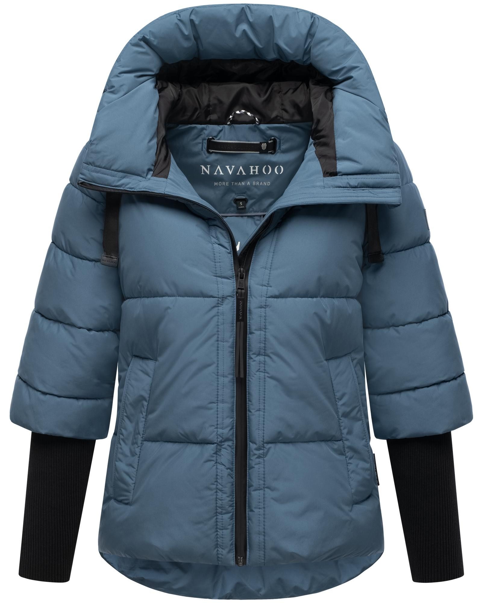 Navahoo Steppjacke Lotusherz XIV Warme gesteppte Winterjacke mit Rippstrickärmeln