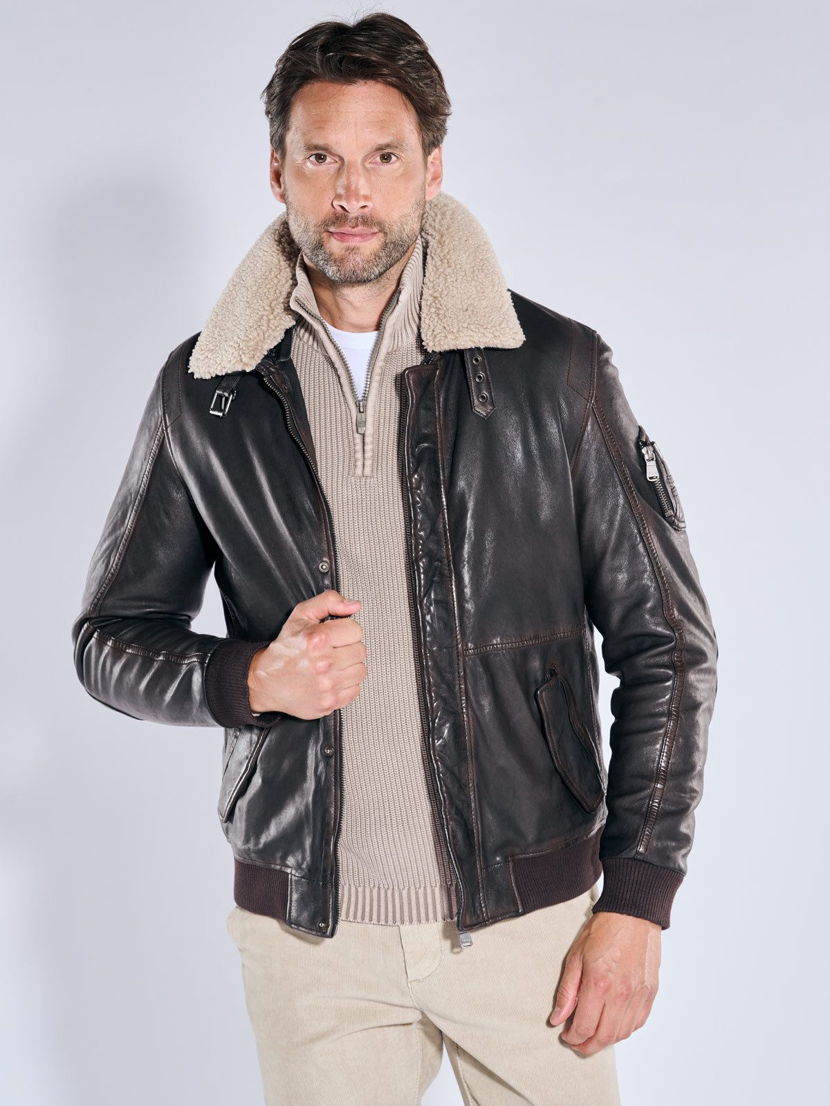 Engbers Lederjacke engbers Herren Lederjacke mit heraustrennbarem Kragen, D günstig online kaufen