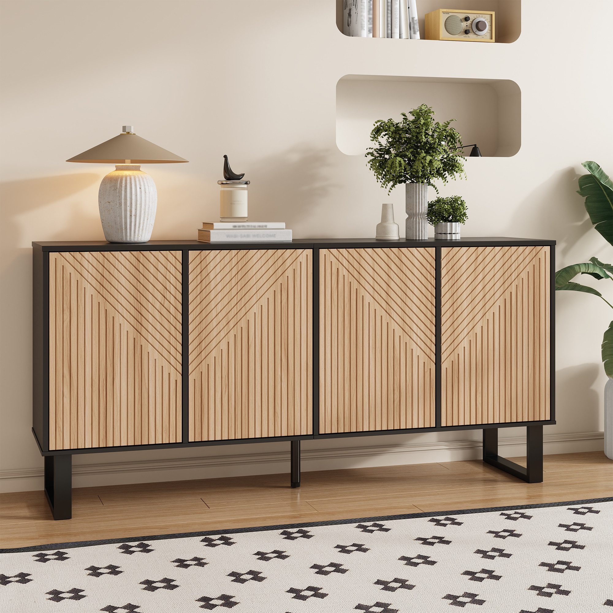 BlingBin Sideboard Modernes Anrichte Buffetschrank Beistellschrank mit 3D-S günstig online kaufen