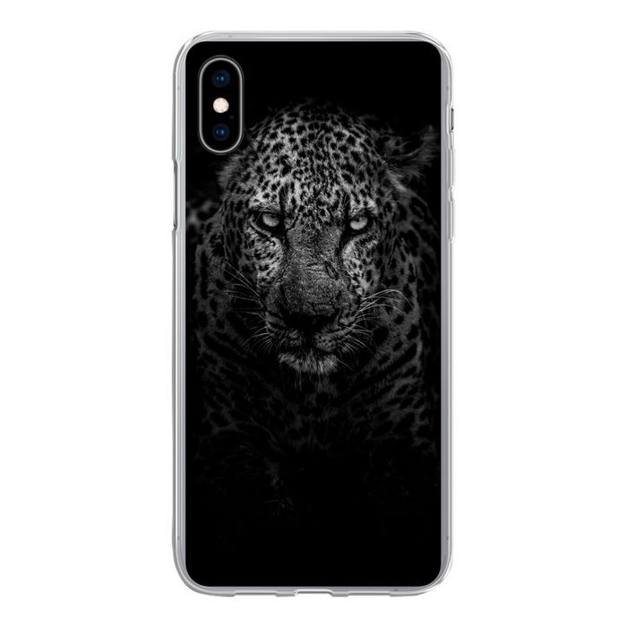 MuchoWow Handyhülle Leopard - Schwarz - Weiß Handyhülle Apple iPhone Xs Smartphone-Bumper Print Handy