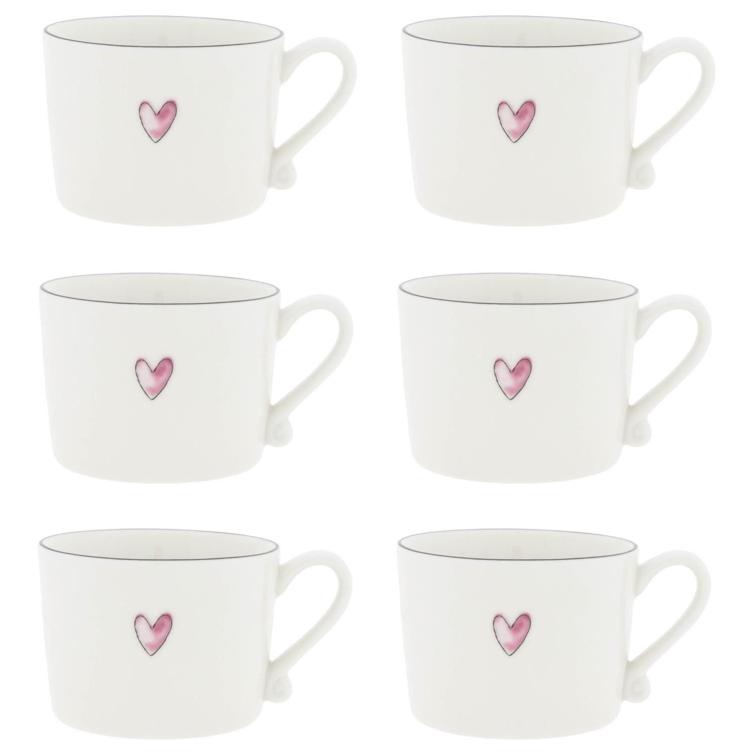 Bastion Collections Tasse Watercolour Heart, Keramik, Spülmaschinengeeignet, Weiß, Herz, H: 7cm