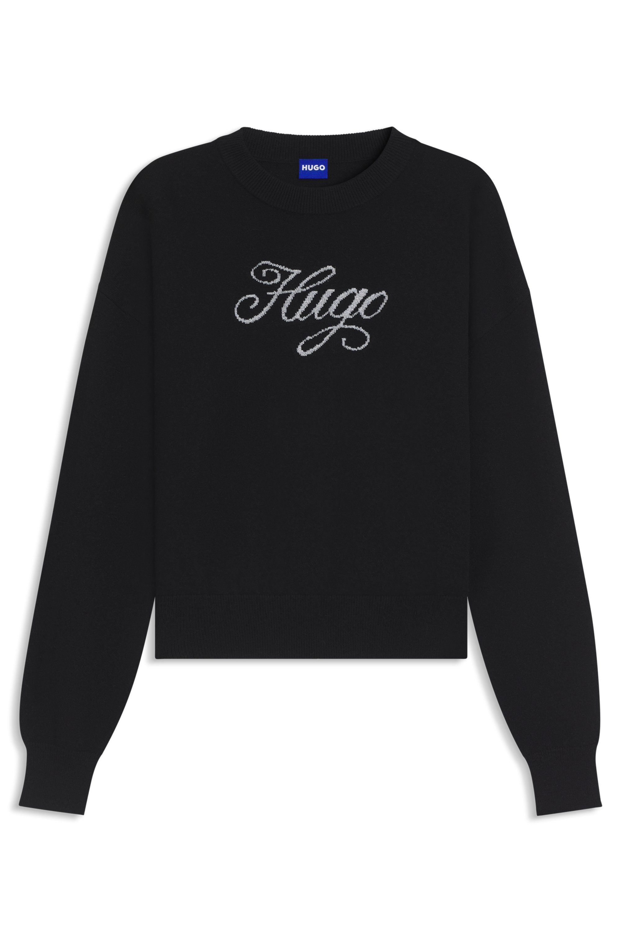 HUGO Blue Strickpullover Slogix mit Swirl-Logo