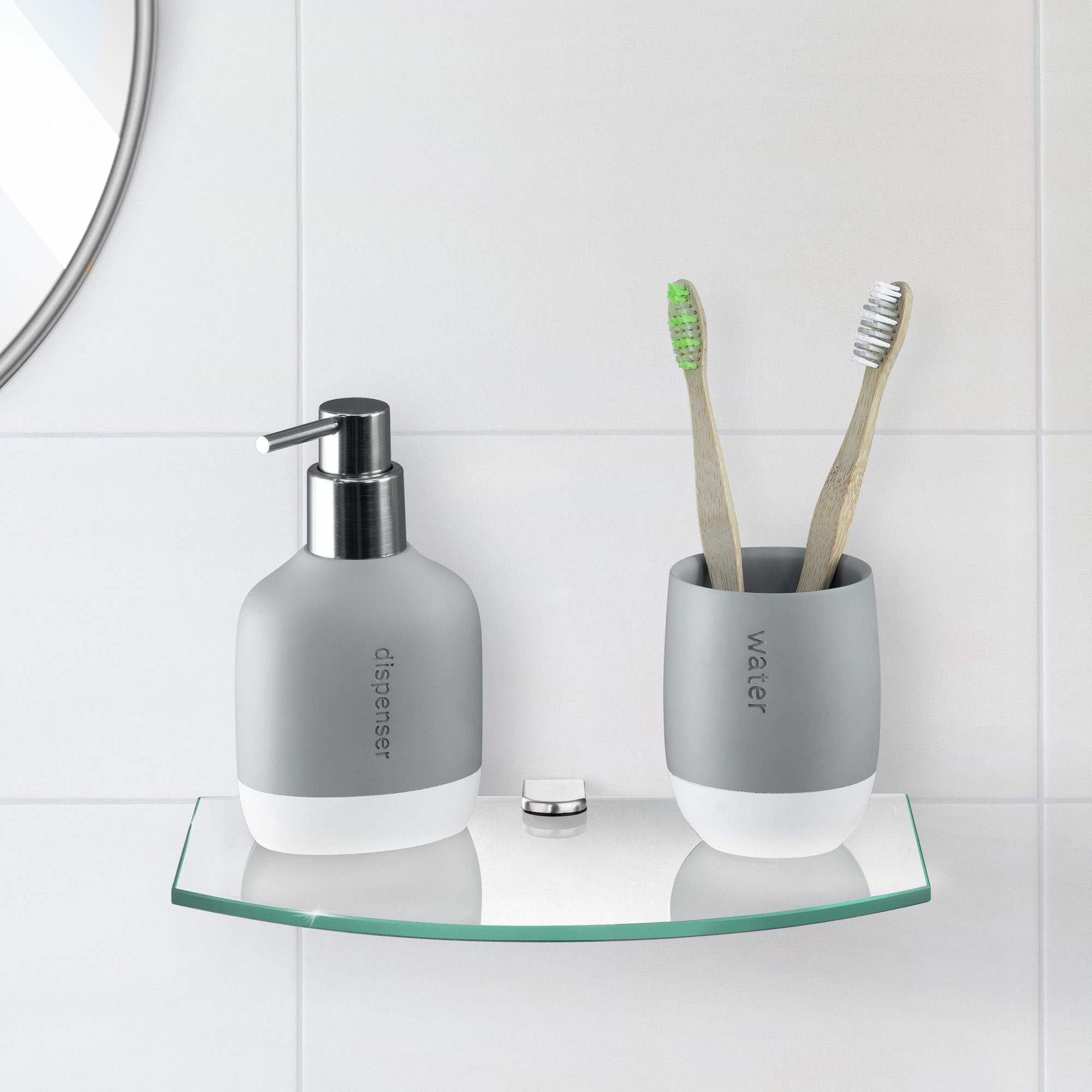 bonsport Badregal Glas Regal, Glasregal klar halbrund 25.4 x 14 x 0.6 cm günstig online kaufen