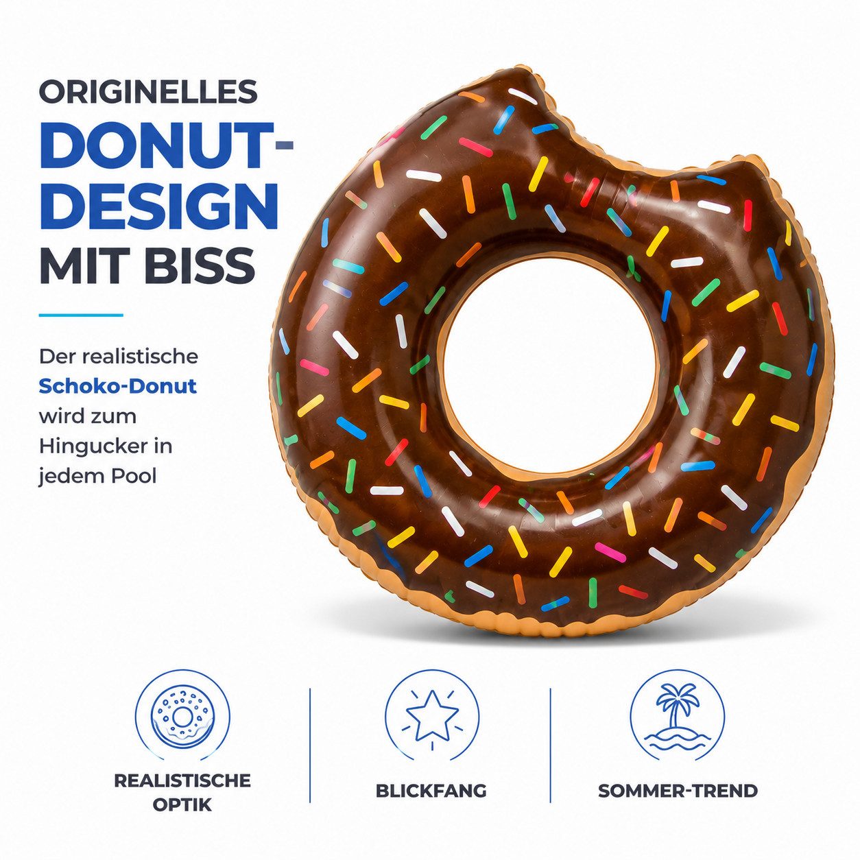 TK Gruppe Schwimmring Aufblasbarer Schwimmring aus PVC, Donut- und Flamingo-Varianten (Schwimmring), 120 cm – Bild 5 von 5