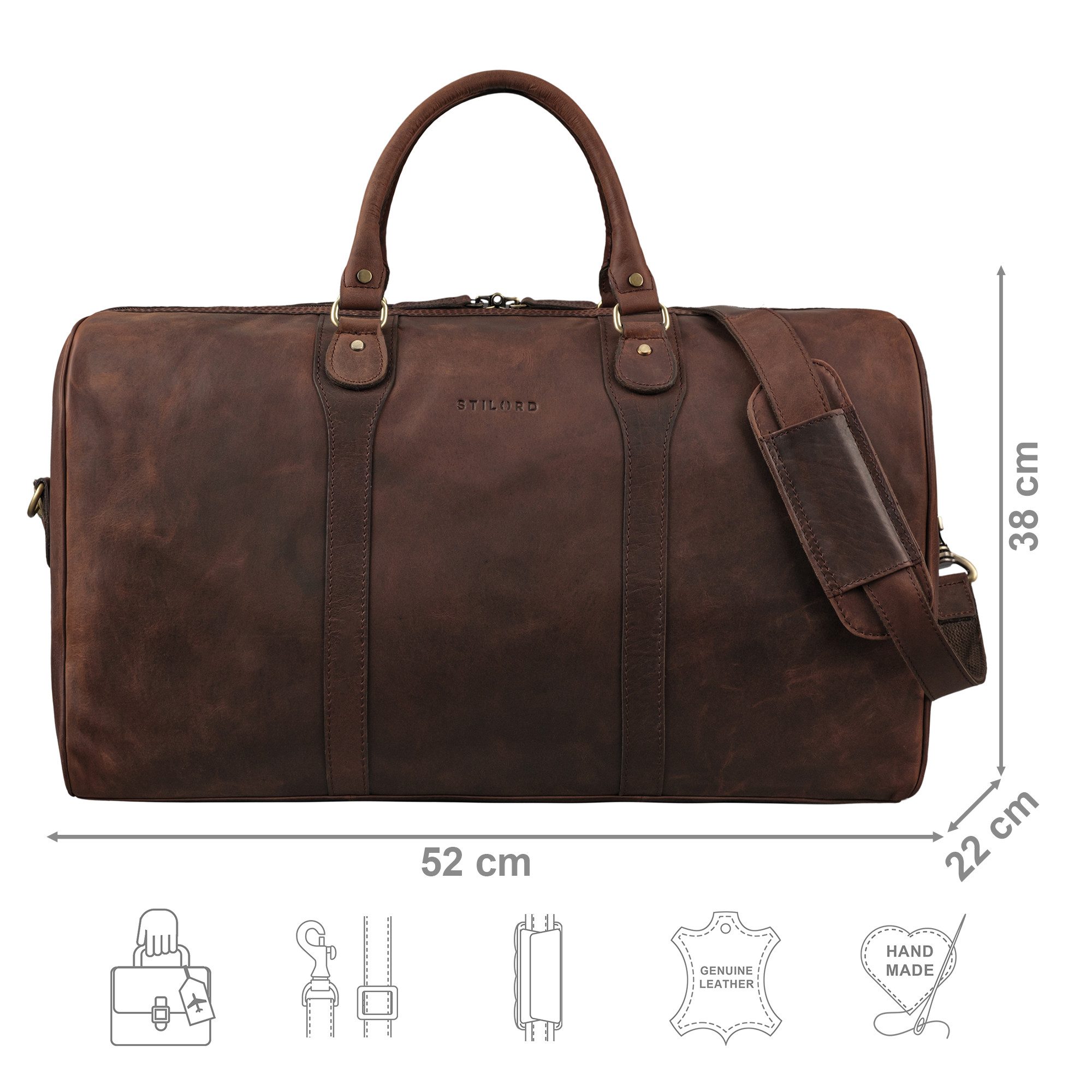 STILORD Weekender "Vivaldo" Vintage Reisetasche Leder Herren und Damen