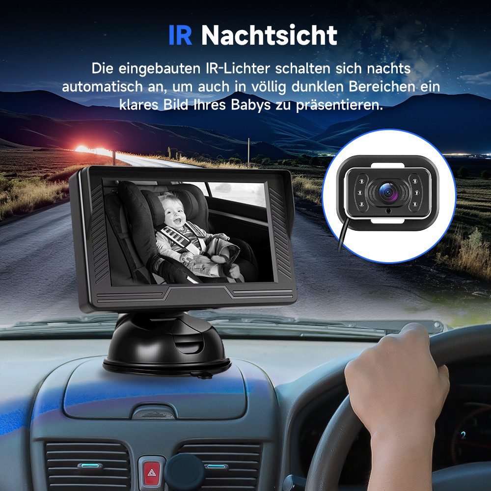 Hikity Baby Monitor 4.3' / 6.86' Car Backseat Monitor, Baby Monitor, IPS Screen, Night Vision