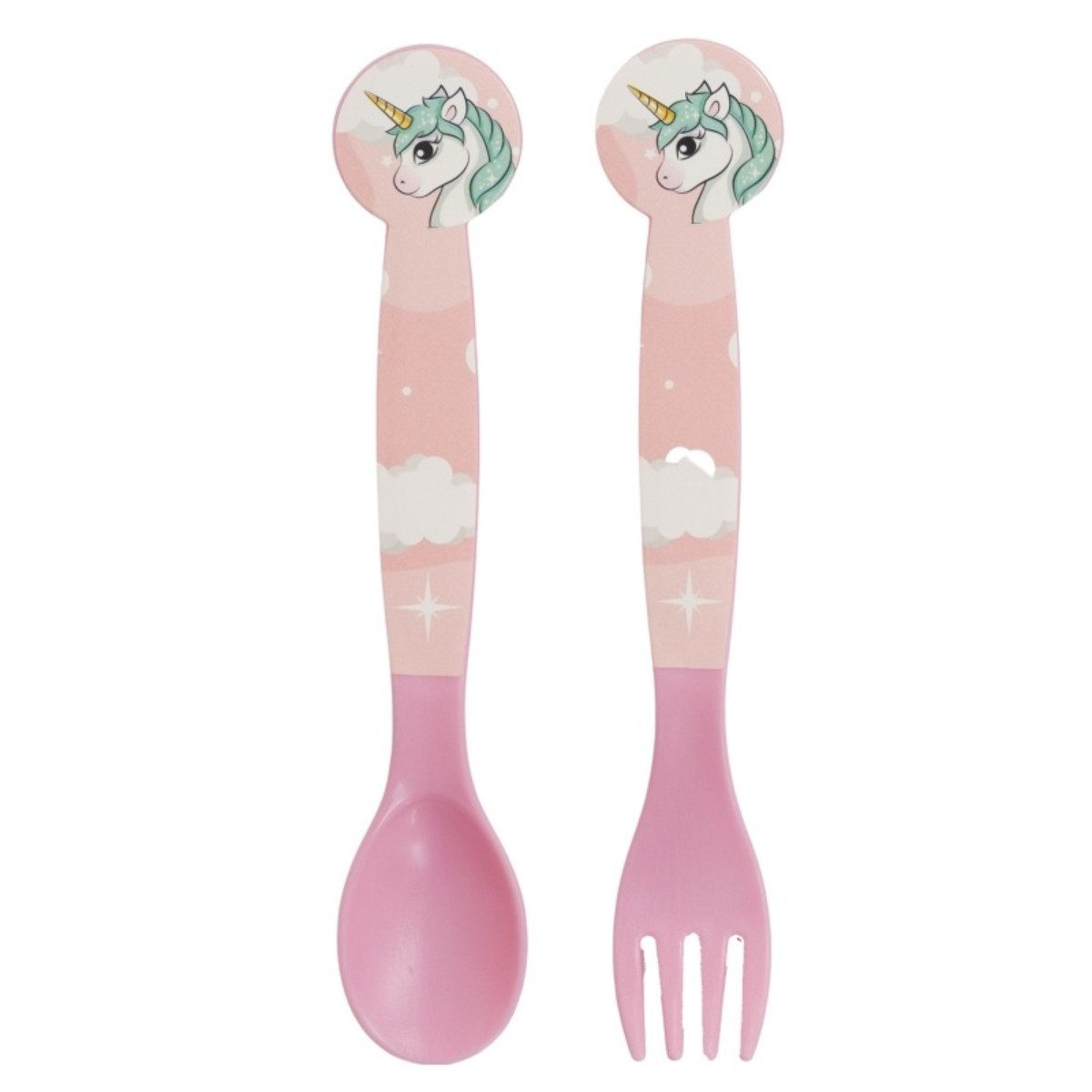 Stor Kinderbesteck Einhorn Kinderbesteck Löffel und Gabel für Kinder (2-tlg), 1 Personen