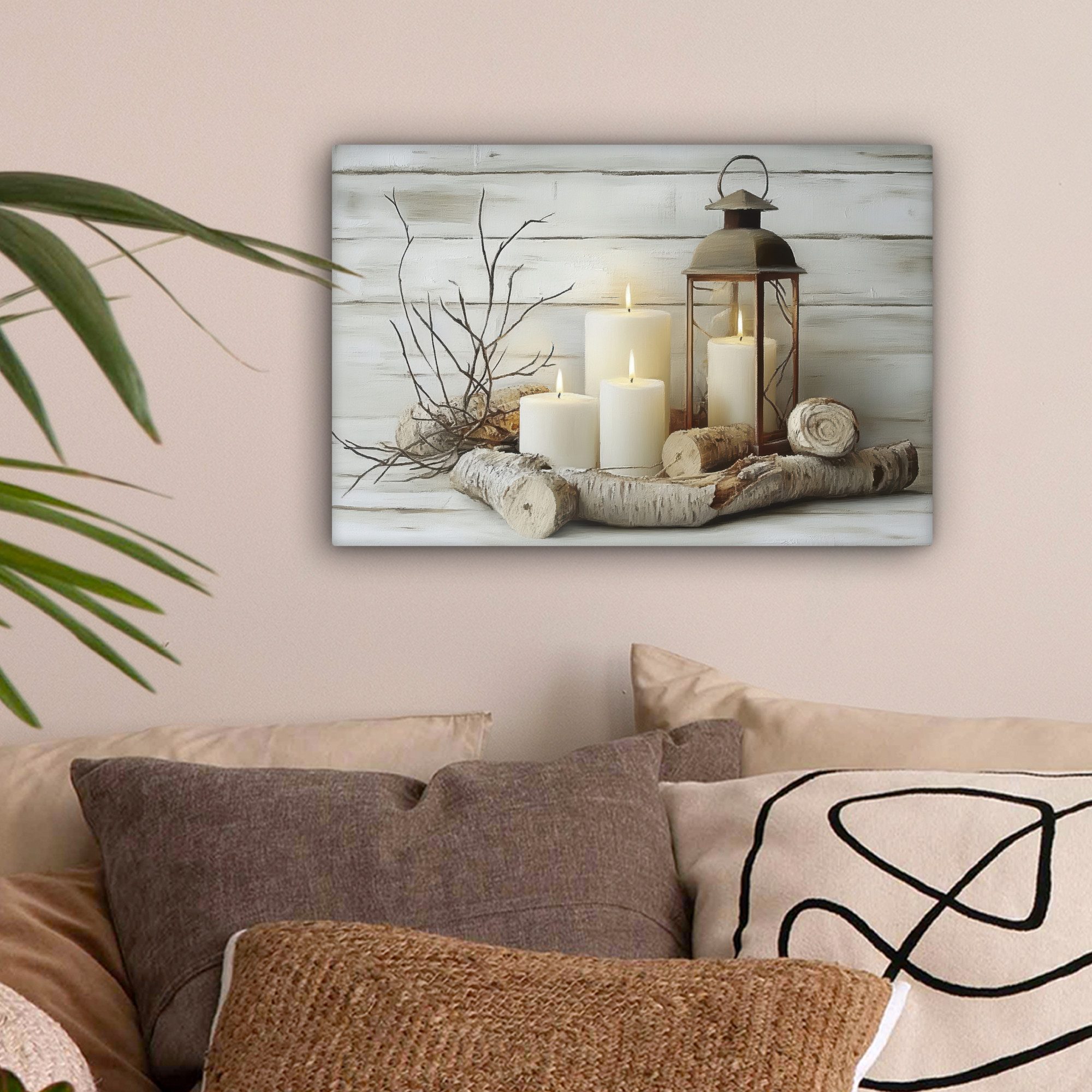 OneMillionCanvasses® Leinwandbild Stilleben - Weiß - Kerzen - Rustikal - Na günstig online kaufen