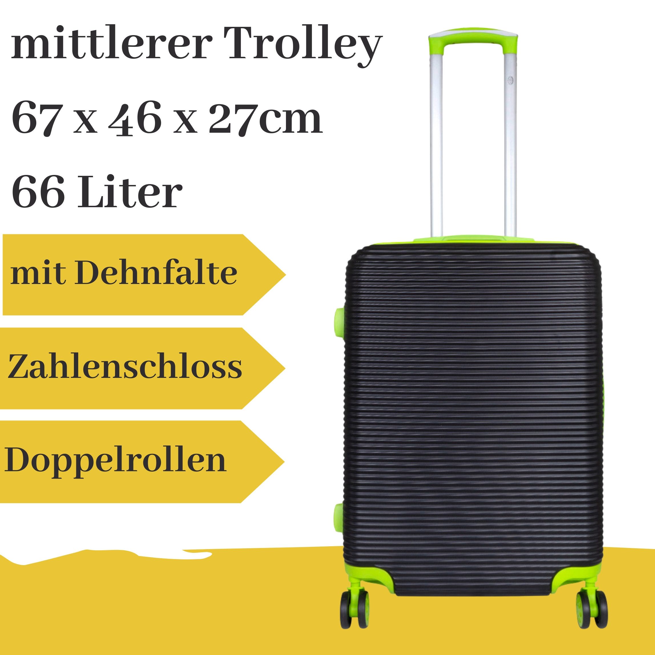 MONOPOL® Hartschalen-Trolley mittlerer ABS Hartschalentrolley Santorin schwarz grün