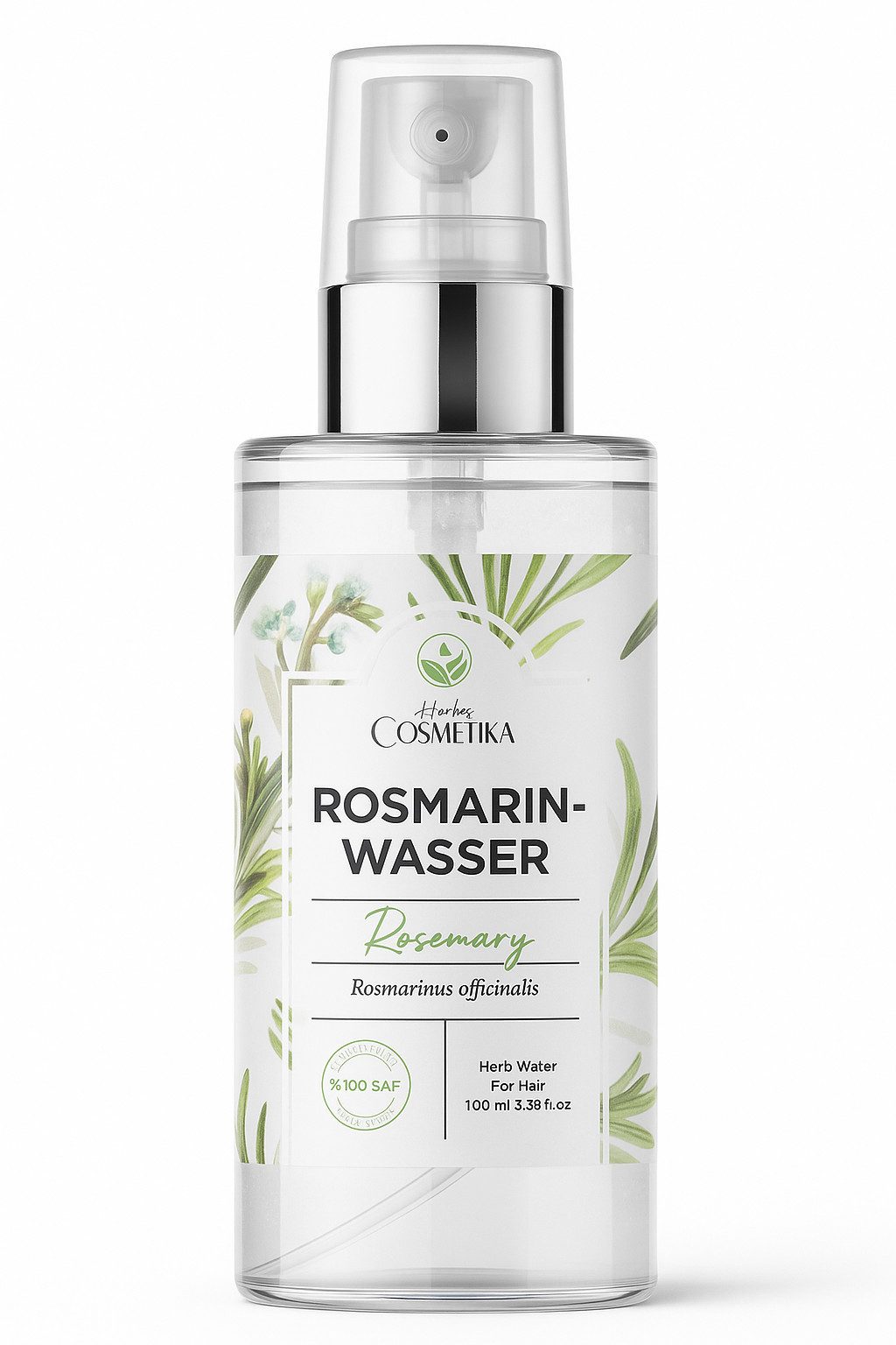 Herbs Cosmetica Тоник для волос Rosmarinwasser – 100 % natürlich, rein & vegan, Haut & Gesicht, 100 ml, 100 % natürlich, rein & vegan Schonend destilliert für Haut & Haare