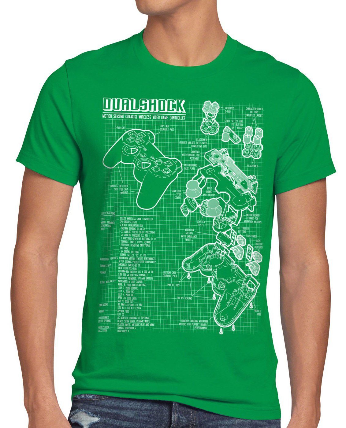 style3 Print-Shirt Herren T-Shirt Dualshock slim playstation classic ps4 ps3 ps5 ps2 pro gamer vr grün