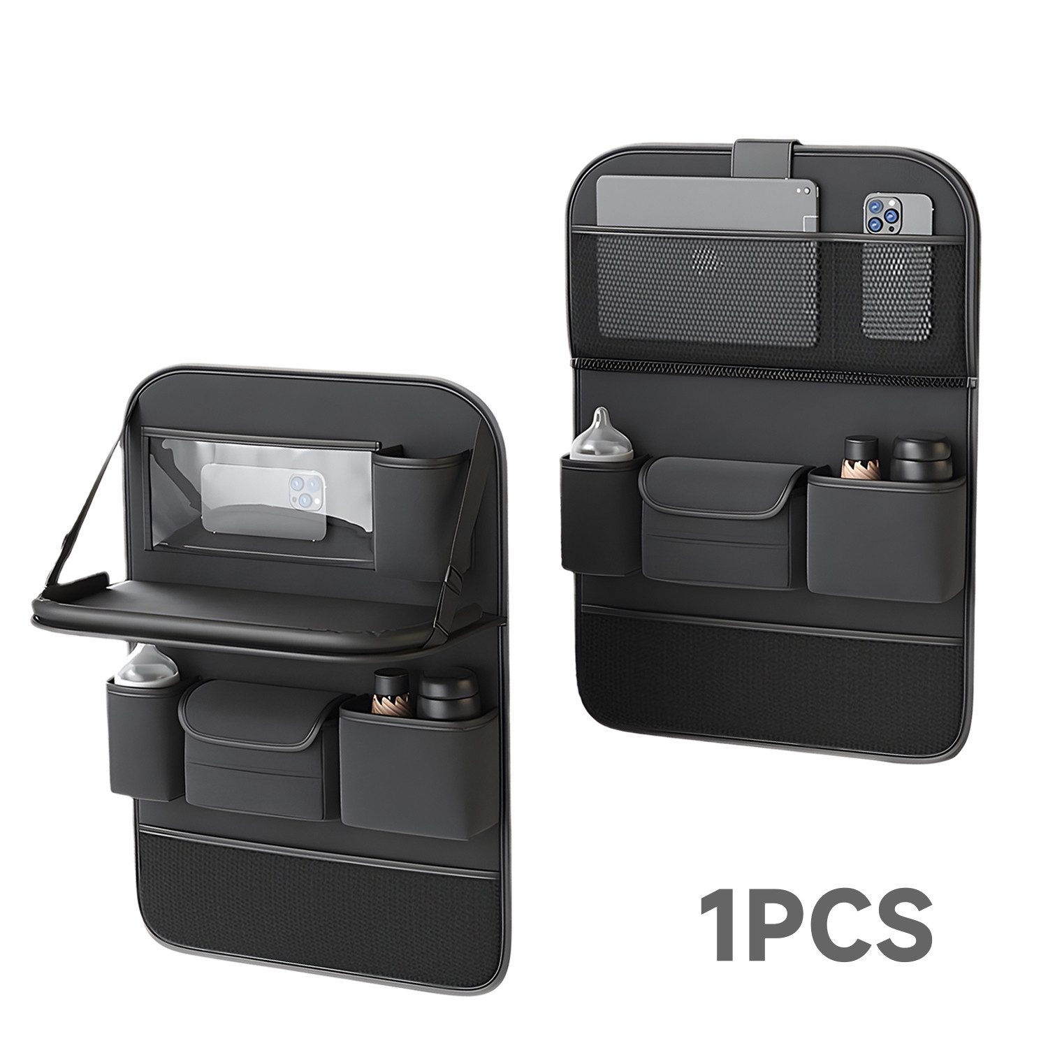 OSTWOLKE Auto-Rückenlehnentasche Auto Organizer Multifunktional Wasserdicht Rücksitz Organizer (1-tlg), mit Klapptisch, Tablet/Telefon Aufbewahrung und 8 Taschen