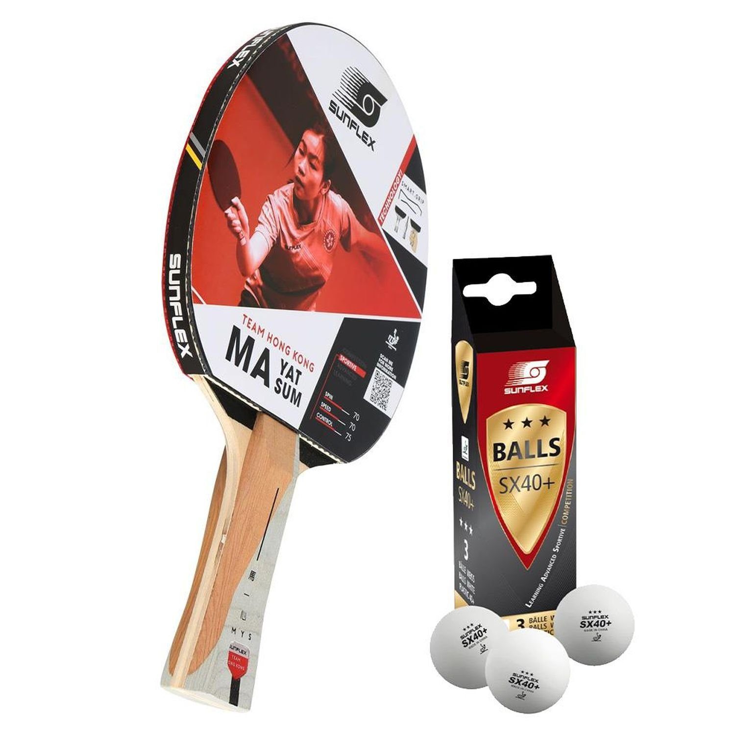 Tischtennisschläger MA YAT SUM + 3x SX+ Bälle