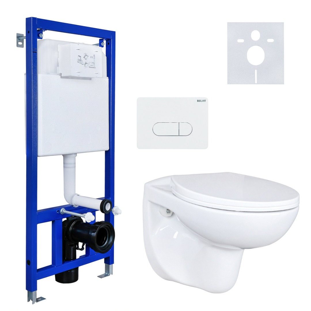 Belvit Tiefspül-WC EGWWC01KomplettSet, Belvit Komplettset Wand Hänge WC Spü günstig online kaufen
