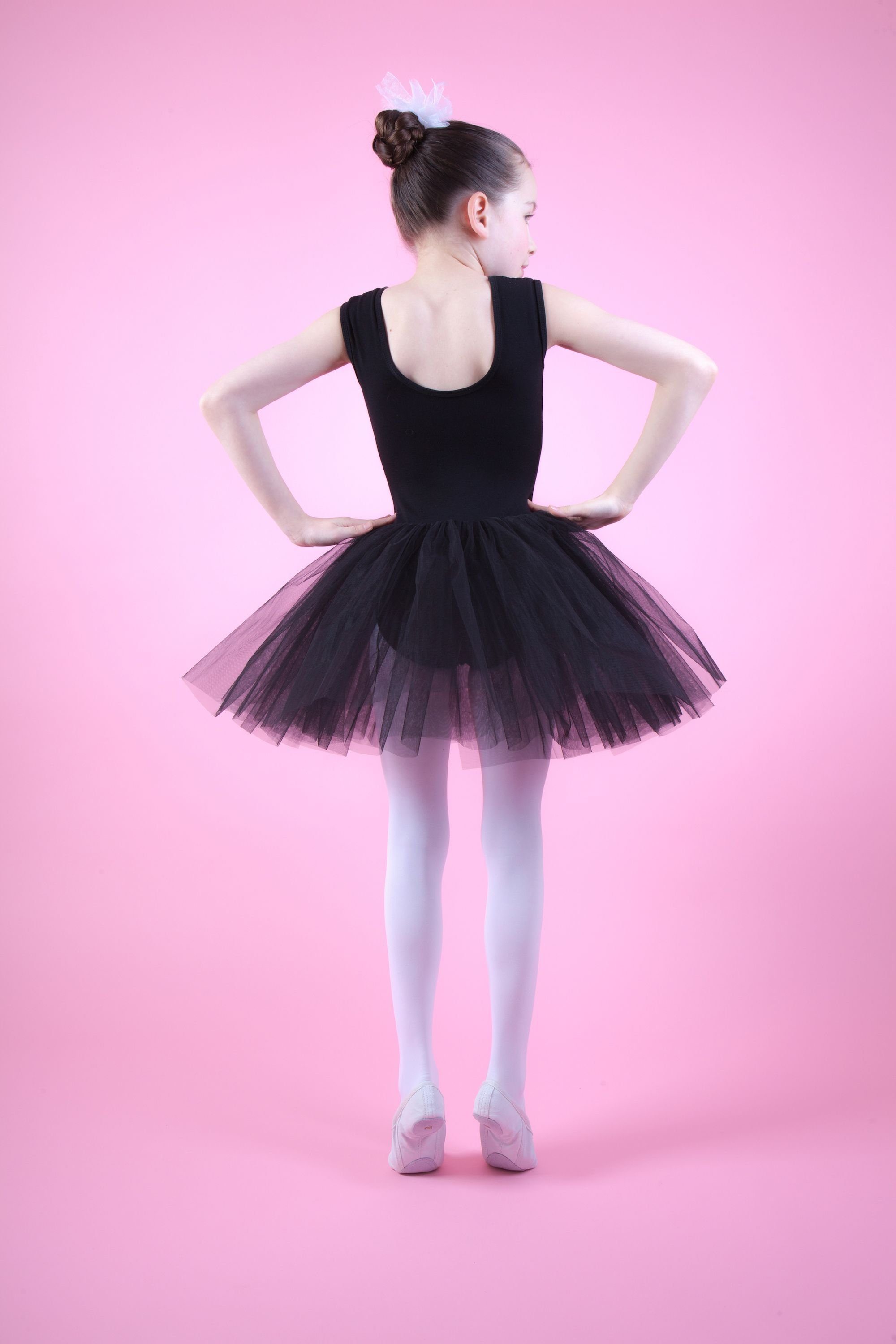 mit tanzmuster Tüllrock, langem Baumwolle aus Ballett für weicher Ballettkleid schwarz Spitzeneinsatz mit Tutu Mädchen Tüllkleid