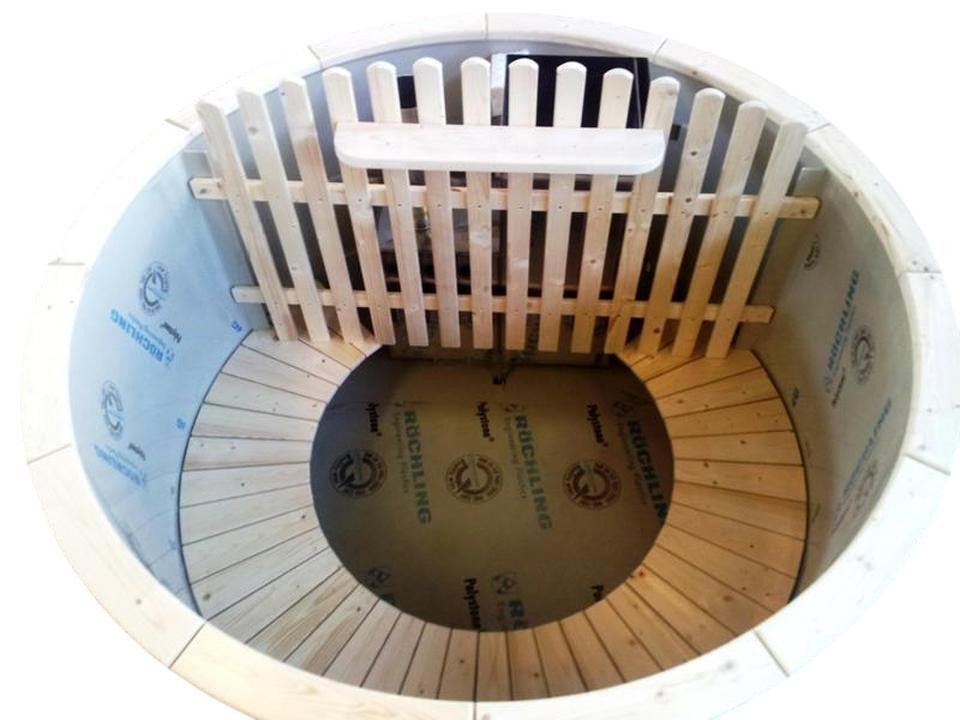 JVmoebel Whirlpool-Badewanne Wellnesspool Whirlpool Blubberbad aus Holz in Braun – Spa-Erlebnis, Made in Europe