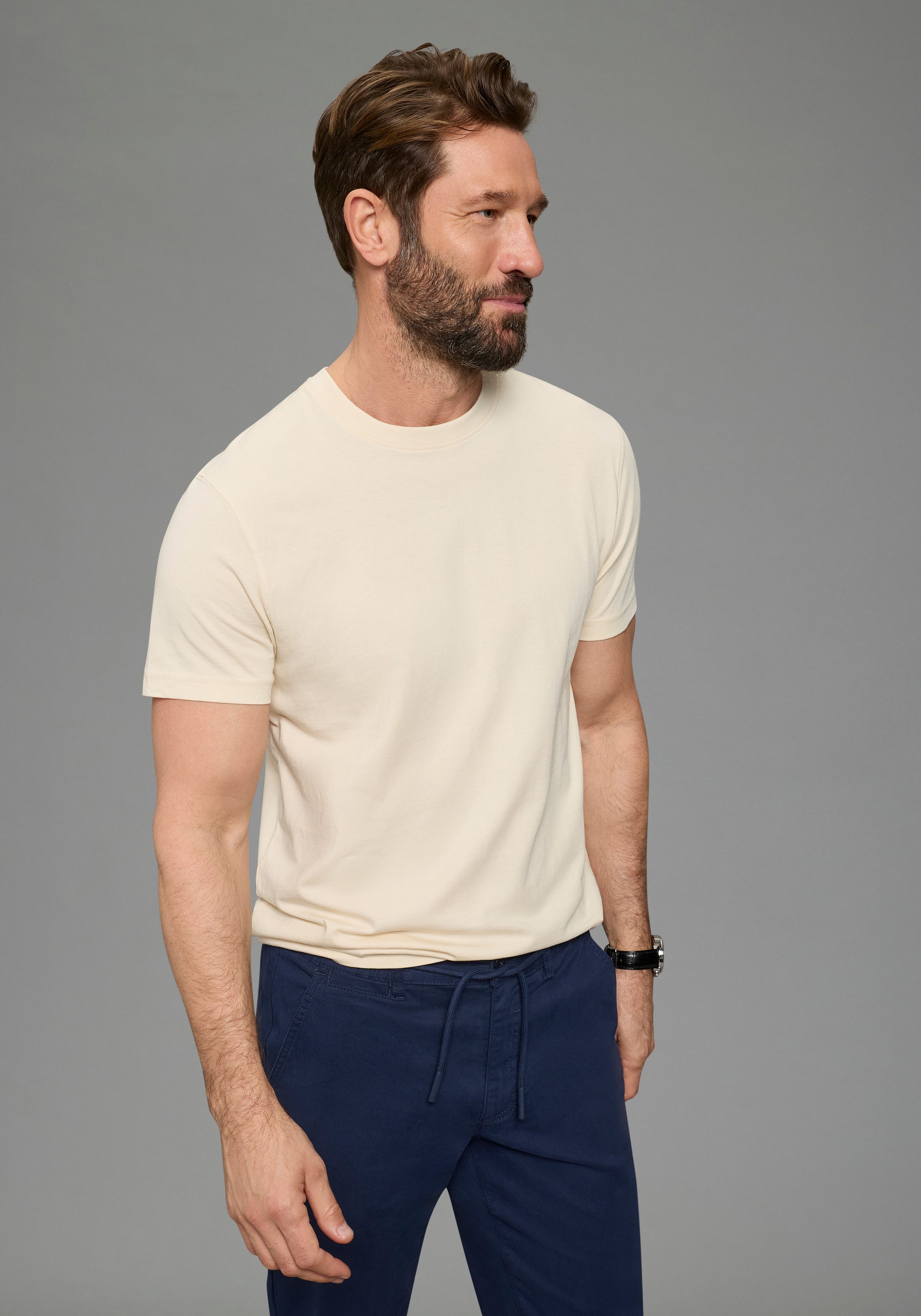 Man's World T-Shirt neue Farben! (3er-Pack) Kurzarm, unifarben, Rundhals, a günstig online kaufen