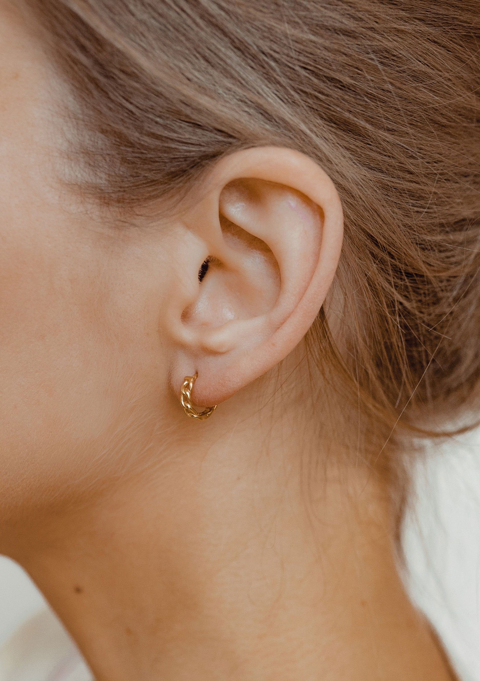 Hey Happiness Paar Creolen Silber Glieder, 18K Roségold vergoldet, Kleine D günstig online kaufen