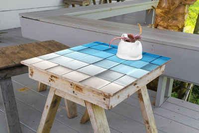 Wallario Möbelfolie Blau-weiße Kisten Schachteln Muster