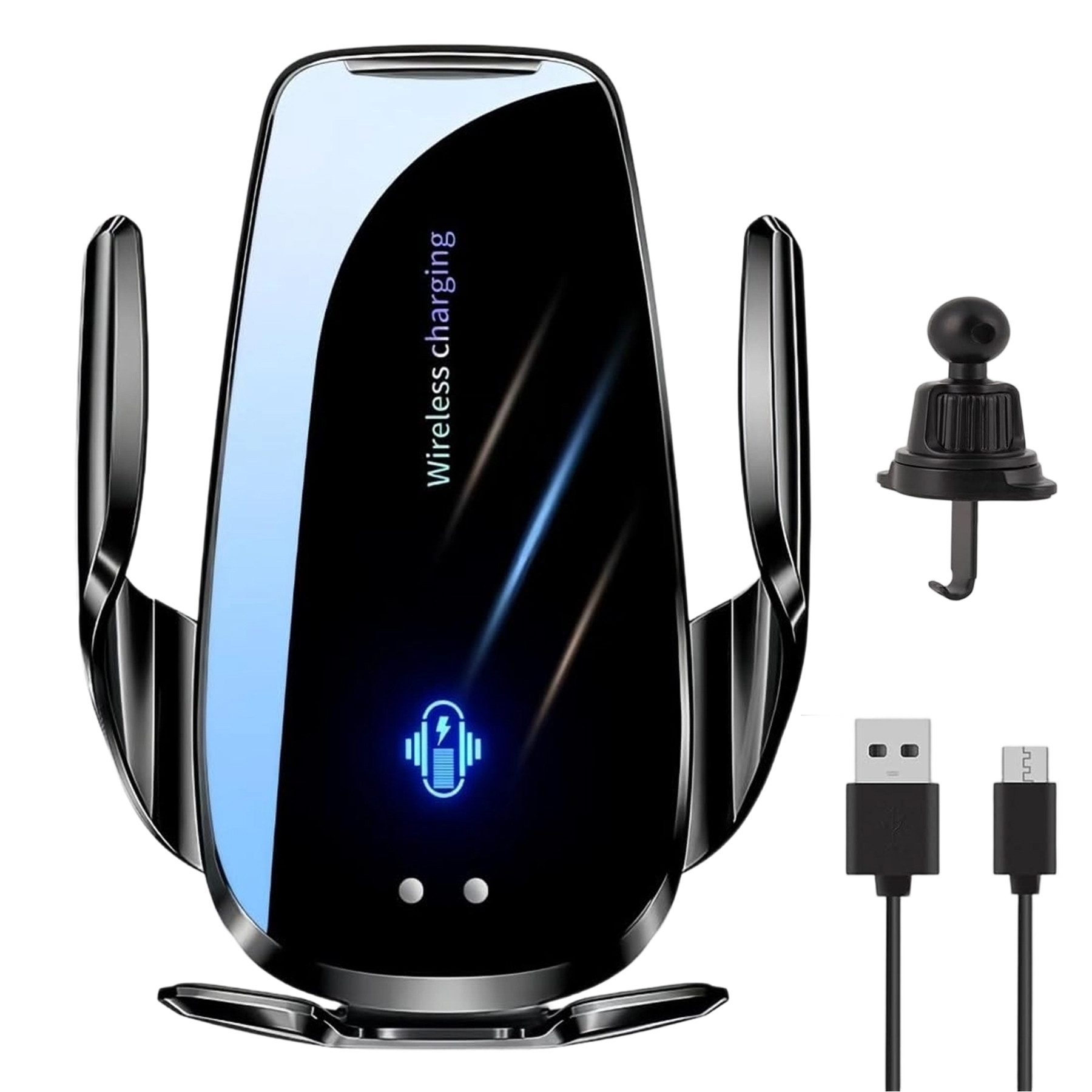 Senmudi Handy-Halterung Kabelloses Autoladegerät 15W, Auto Handyhalterung mit Ladefunktion, (Qi Schnellladegerät, magnetisch und automatische Klemmung, 360° Drehung, für Lüftungsschlitze im Auto, kompatibel mit MagSafe und magnetischen Smartphones)