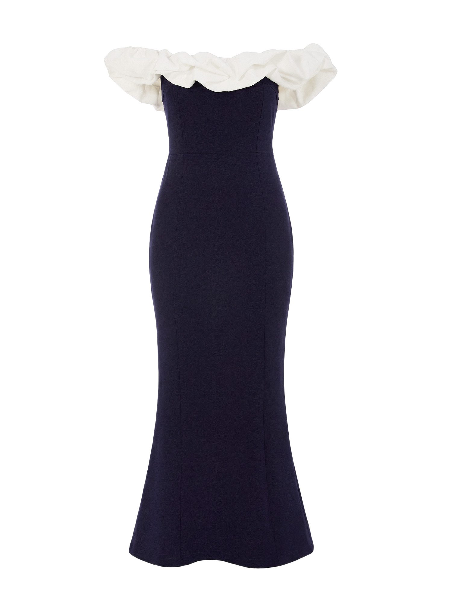 Maxikleid Damen Off-Shoulder Mermaid mit Rüschen Elegant Abendkleid