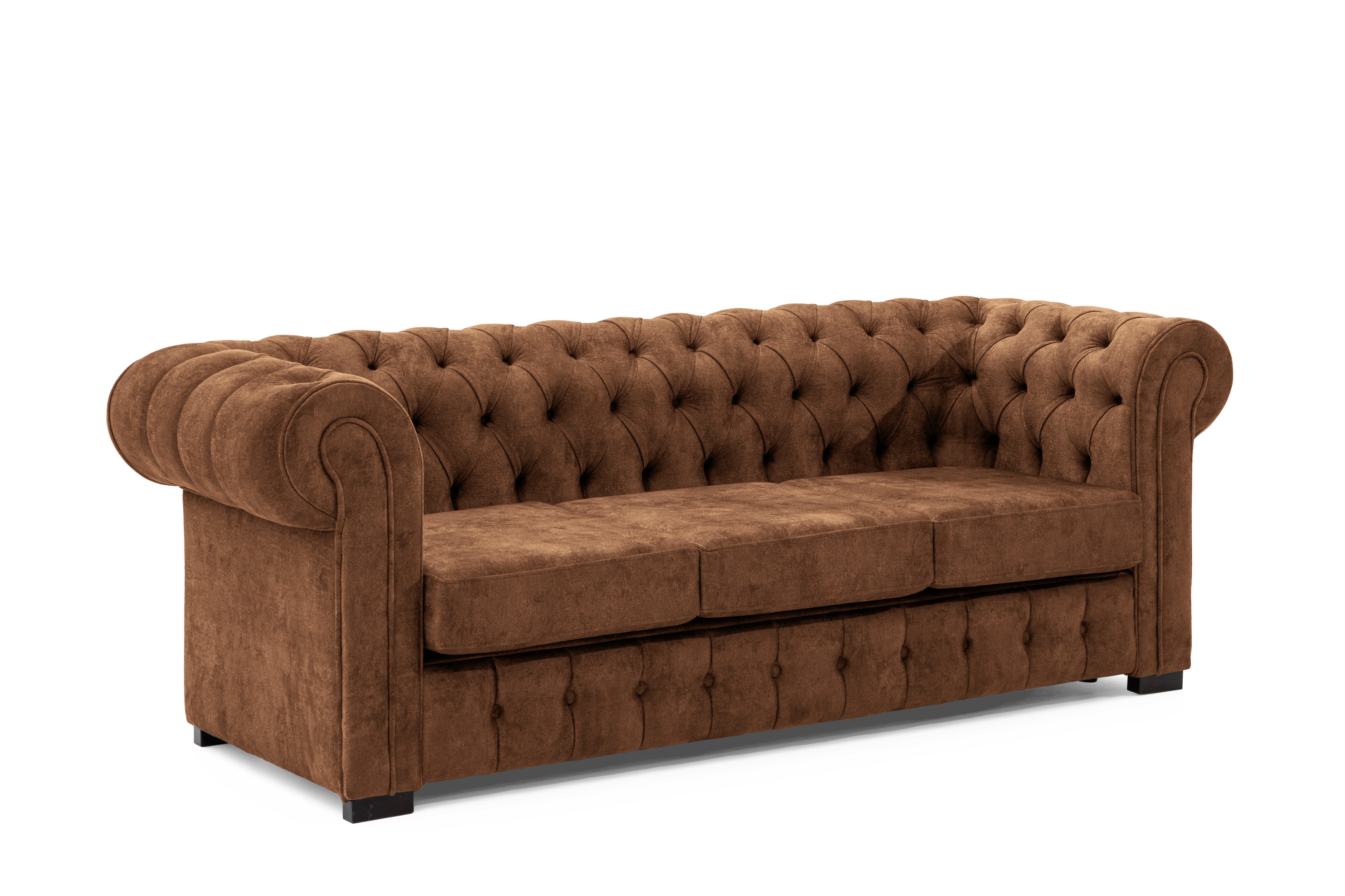 Muffo Chesterfield-Sofa PIK, Chesterfield-Stil, Solide Konstruktion, Elegante Velours-Polsterung