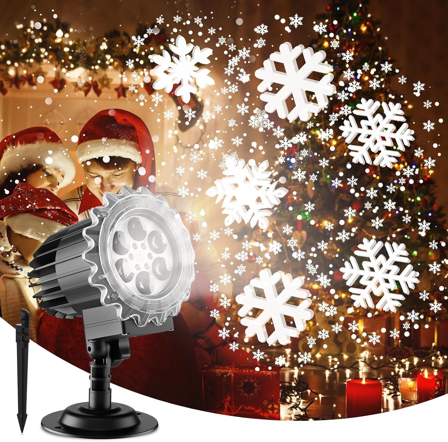 FELIXLEO Projektionslampe LED Weihnachts-Projektionsleuchte, Schneefall-Effekt IP65