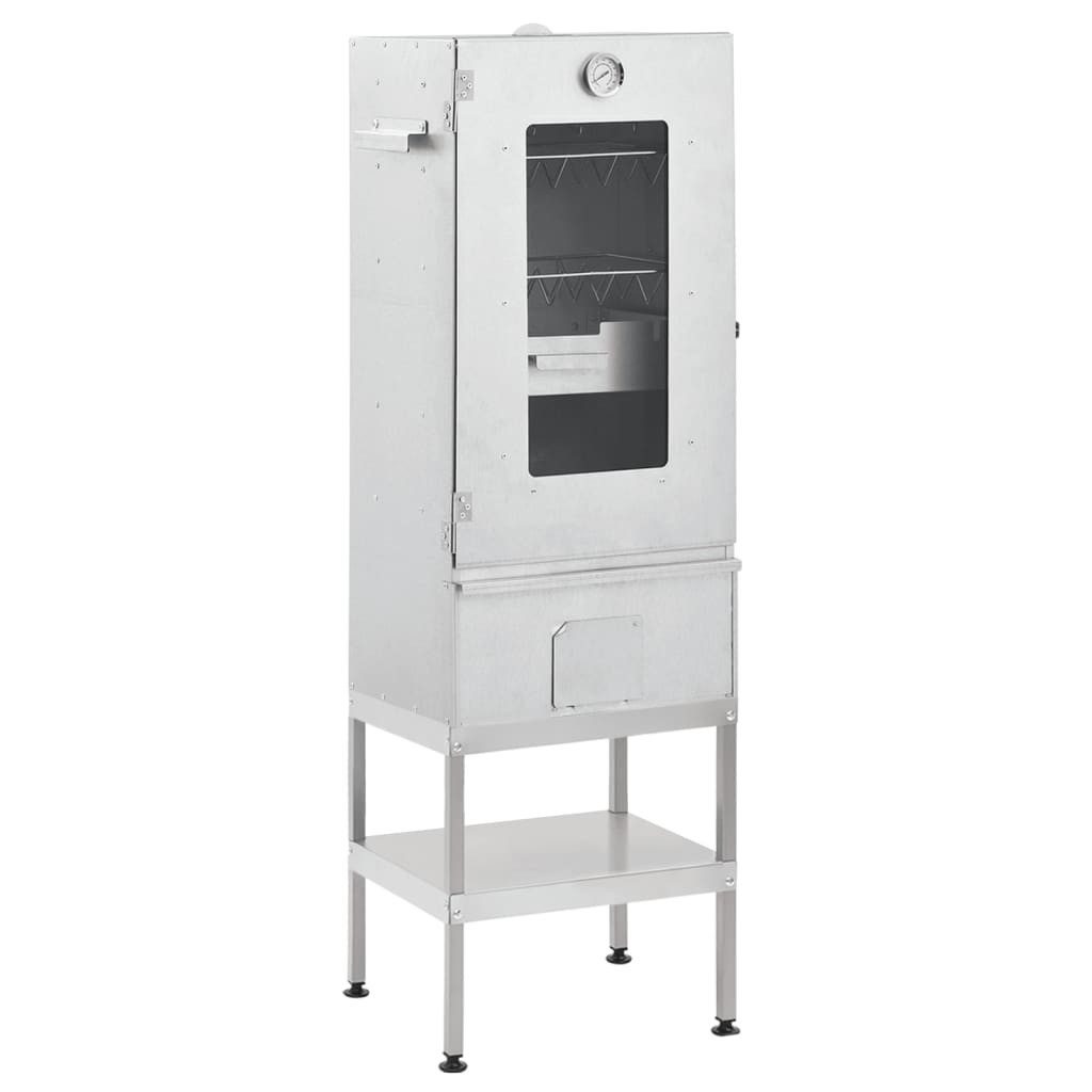 vidaXL Holzkohlegrill Räucherofen Smoker Räucherschrank Grill Räuchern mit Tisch Verzinkter