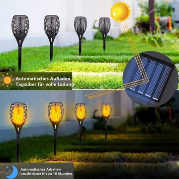 LETGOSPT LED Solarleuchte Solarleuchten für Außen Garten, Solar Flammen Lampe mit Flammeneffekt, LED fest integriert, Warmes Licht, IP65 Wasserdicht, für Außen, Hinterhöfe, Gärten, Rasen Beleuchtung