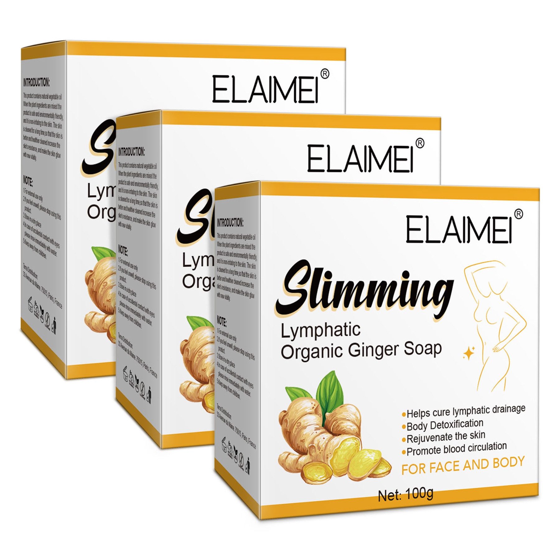 P-Beauty Cosmetic Accessories Feste Duschseife Ingwer Ginger Seife Kojisäure-Seife Seifenstück Gesichtsseife Body, 3-tlg., Seife, Reduziert Schwellungen, Gesicht, Haut, Körper